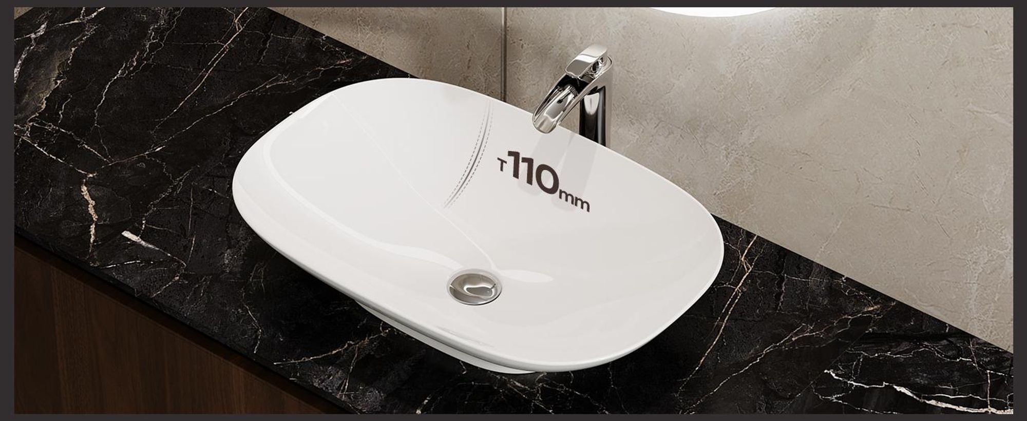 HOROW 60 x 40 cm Waschbecken Keramik Aufsatzwaschbecken Oval, 5mm Dünnrand, Modern Weiß Waschschale für Badezimmer Gäste-WC