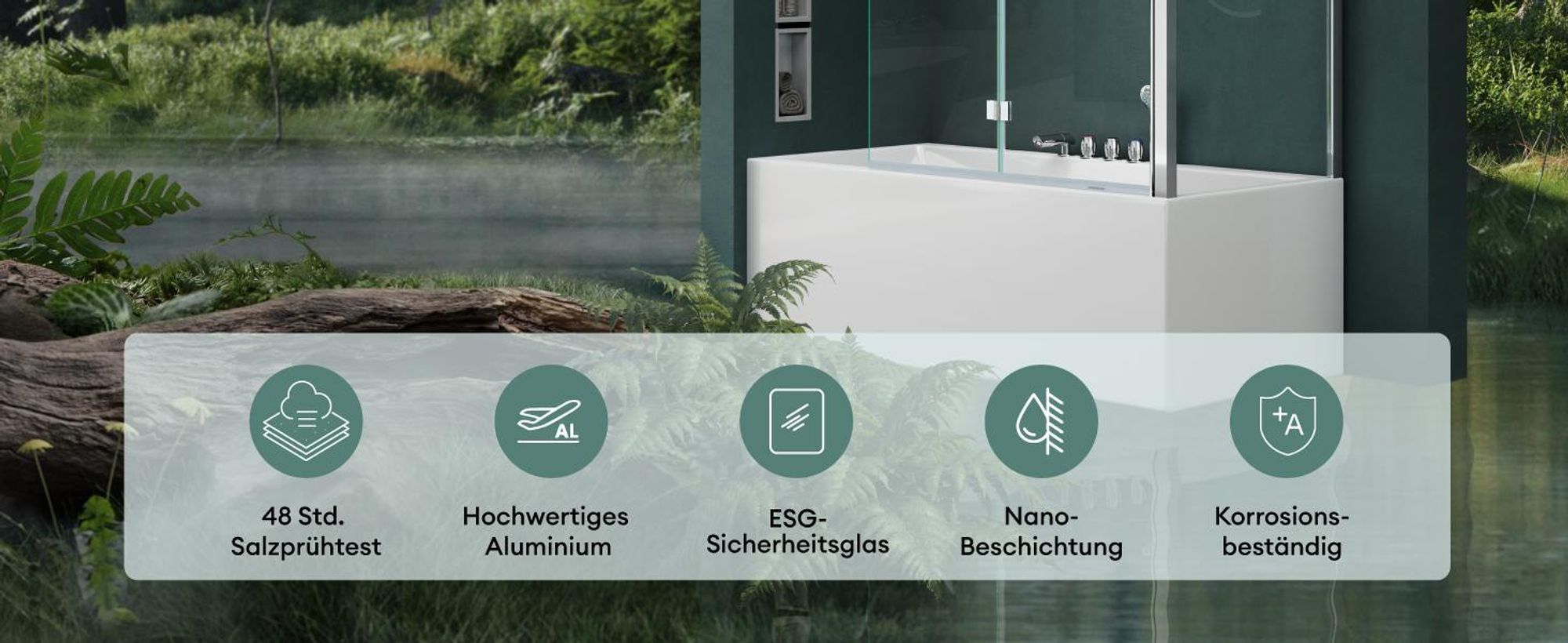 Mai & Mai Duschwand für Badewanne Badewannenfaltwand 6mm Sicherheitsglas mit NANO-Versiegelung Badewannen-Aufsatz Wandanschlag links BTH: 70x120x140cm