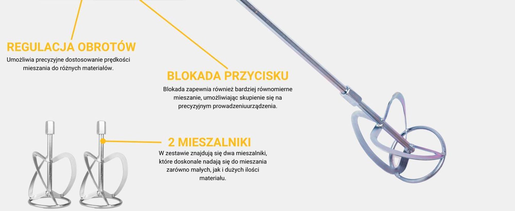 Mieszadło Elektryczne Do Kleju, Betonu, Zapraw 1400W + 2 Mieszadła BESTEN BE0002854