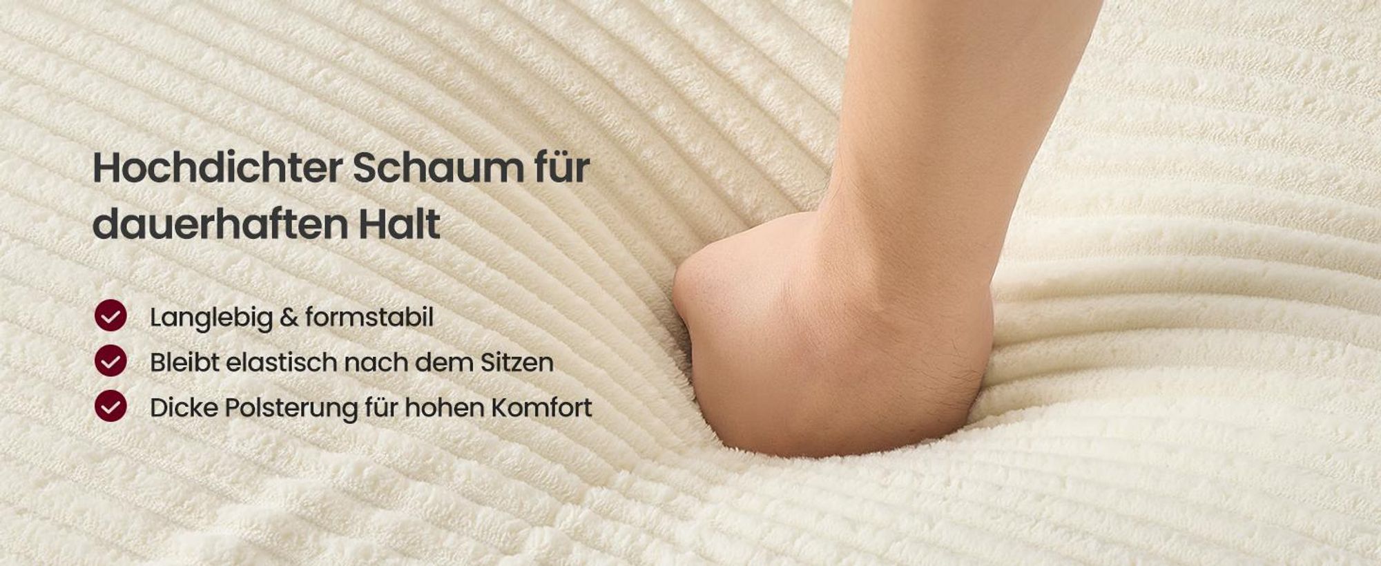 VASAGLE modulares Sofa 244 cm breit, vakuumverpackt, keine Montage erforderlich, mit großer Chaiselongue rechts