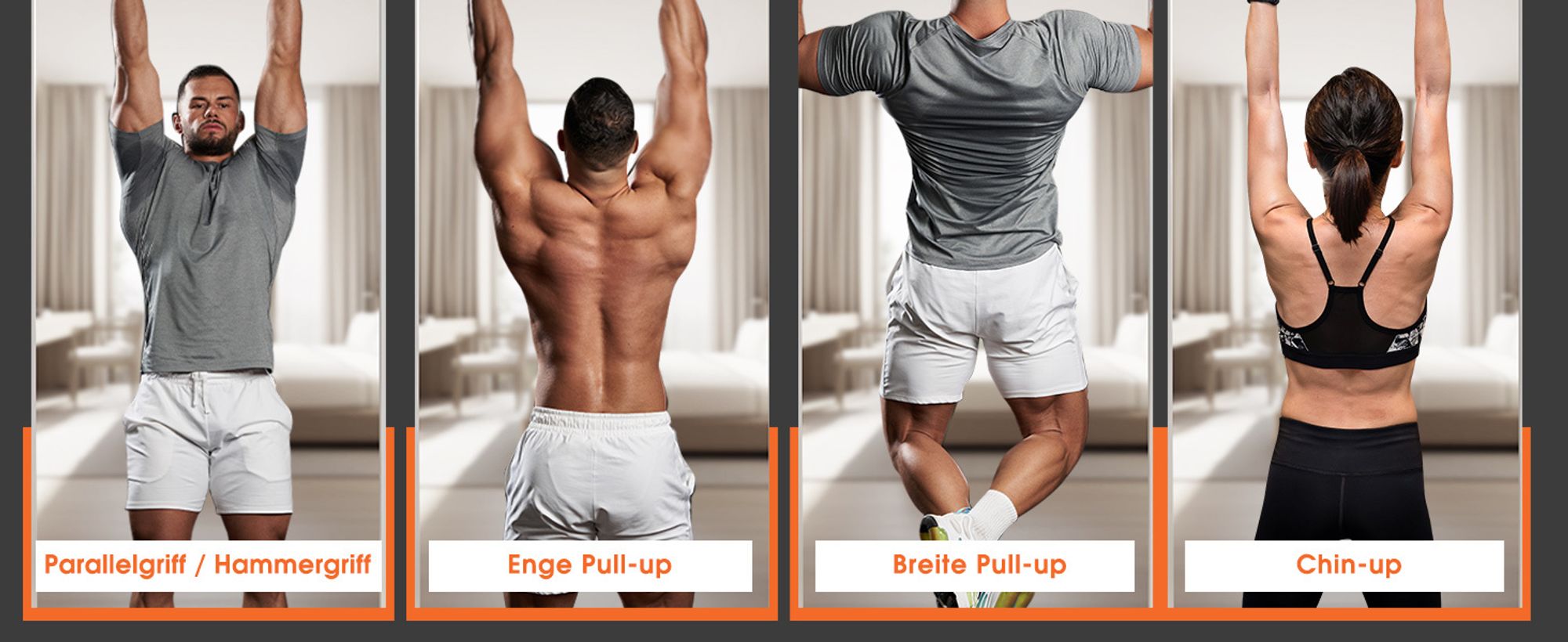 DH FitLife Klimmzugstange Türrahmen ohne Schrauben kein Abrutschen mit Multigriff-Positionen, Reckstange Turnstange Türreck, für Türrahmen 65-92cm
