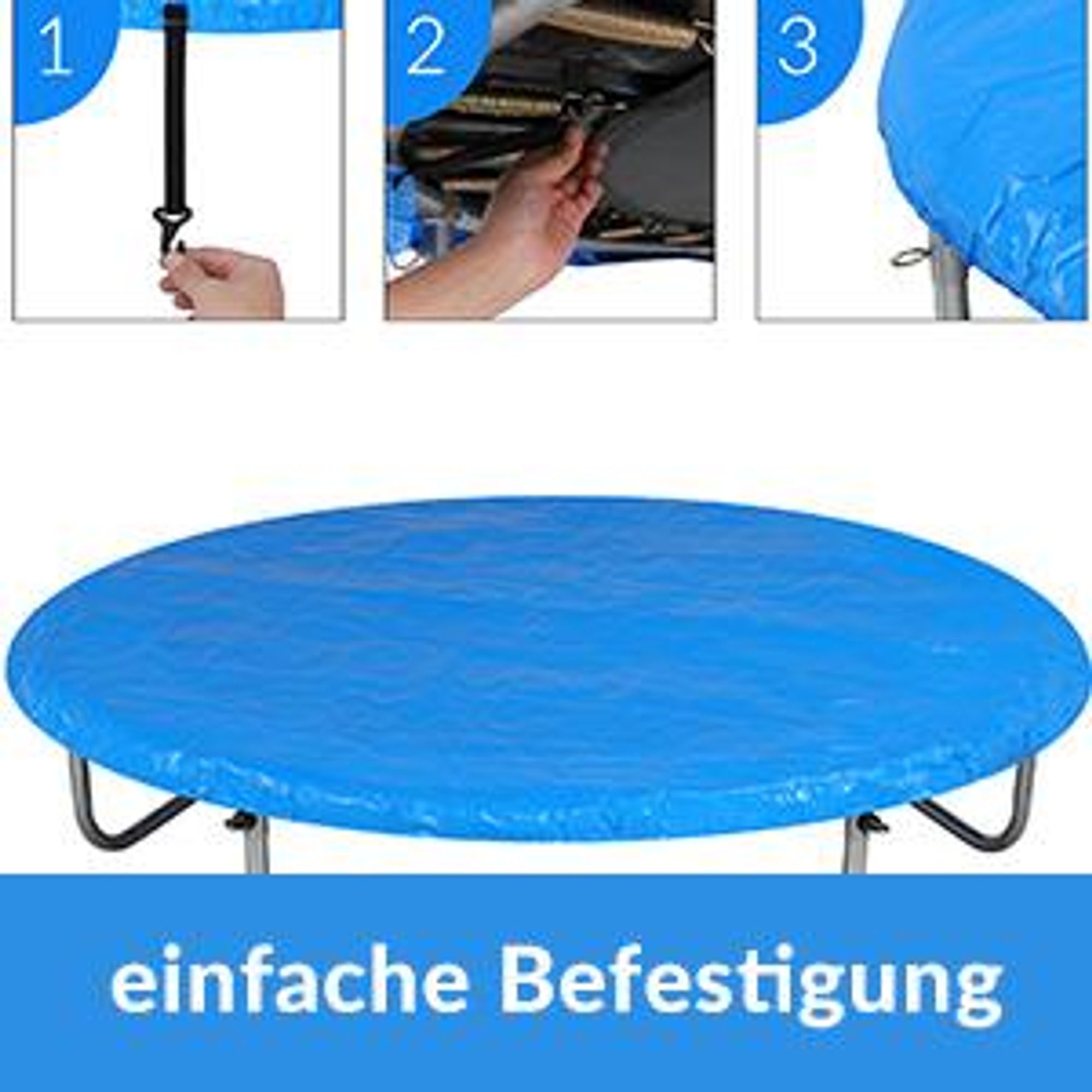 MONZANA® Trampolin Abdeckung Ø 366 cm blau reißfest UV-beständig Wetterschutzplane Trampolinschutz Abdeckplane Regenabdeckung