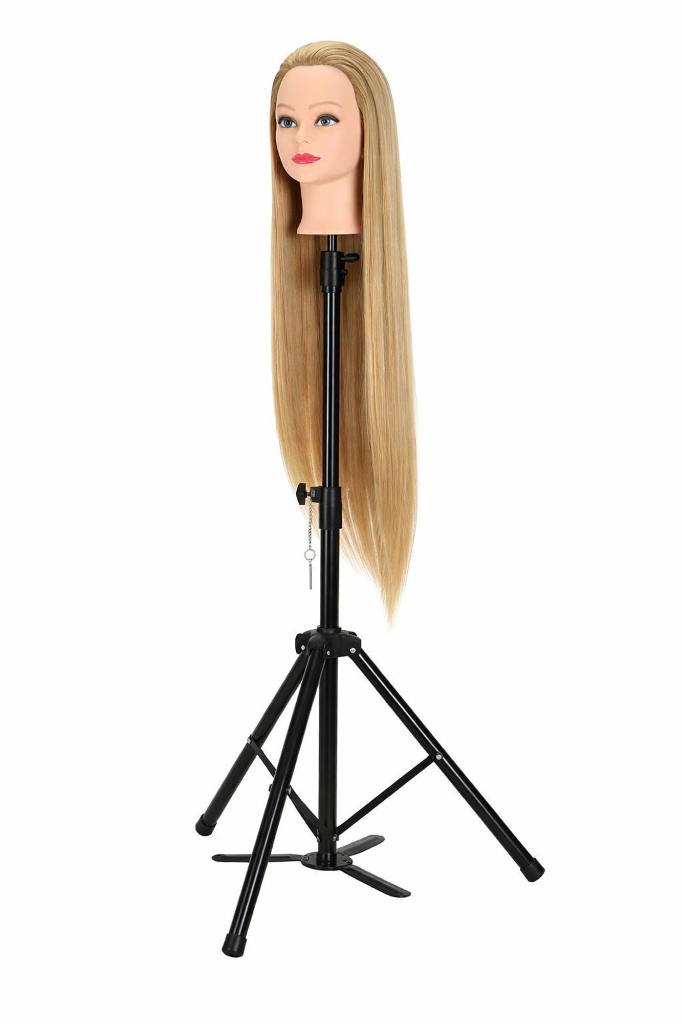 SassyGoods® Übungskopf Friseurkopf Stativ mit verstellbarer Klemme Halterung Stativ Mannequin Friseur Trainingskopf – 145 cm hoch – 360° drehbar