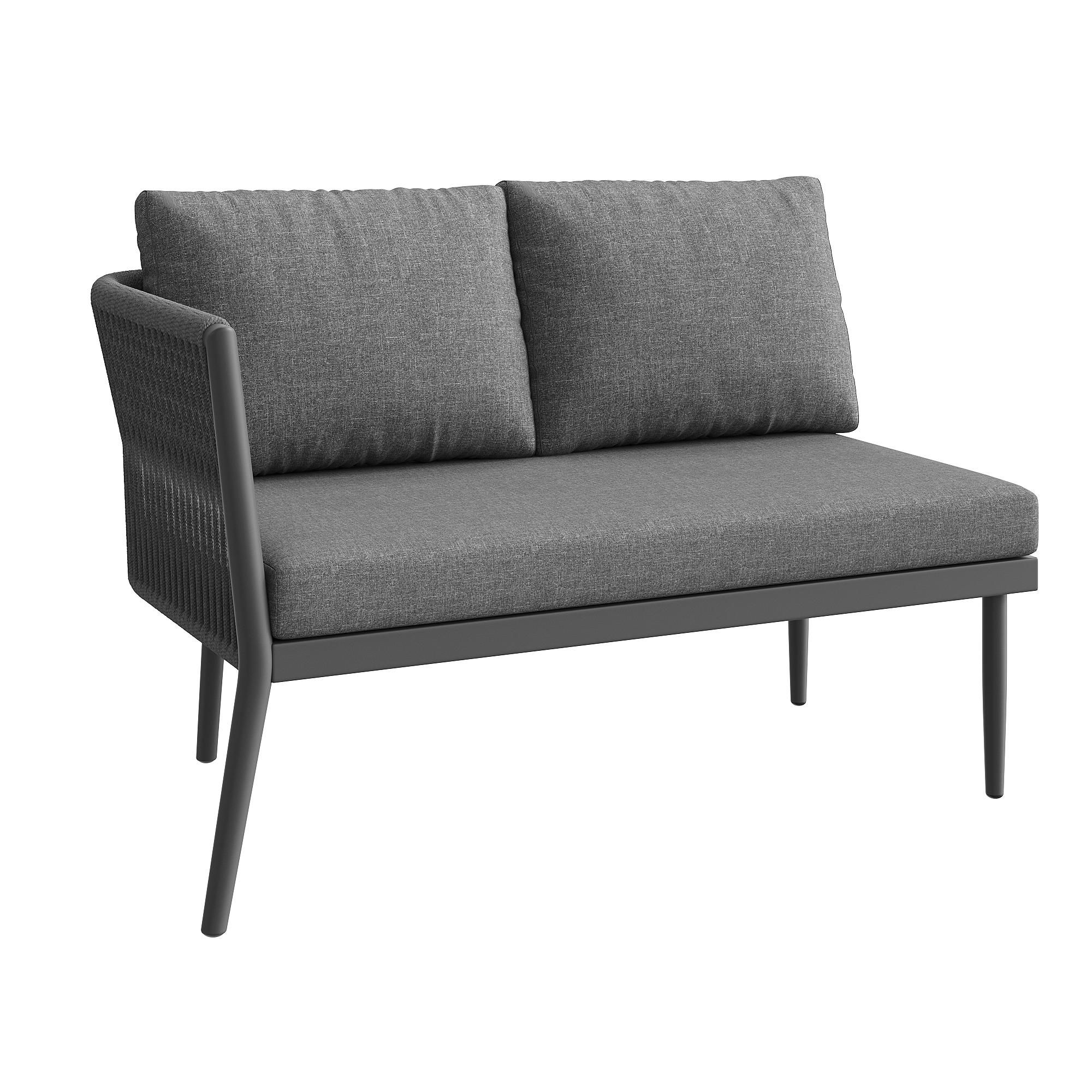 Flieks Rattan Gartenloungeset 6-tlg., Balkonmöbelset für 5-6 Personen, Gartenmöbel-Set mit 2 Gartentischen, Gartengarnitur mit Ecksofa und Stuhl, Grau