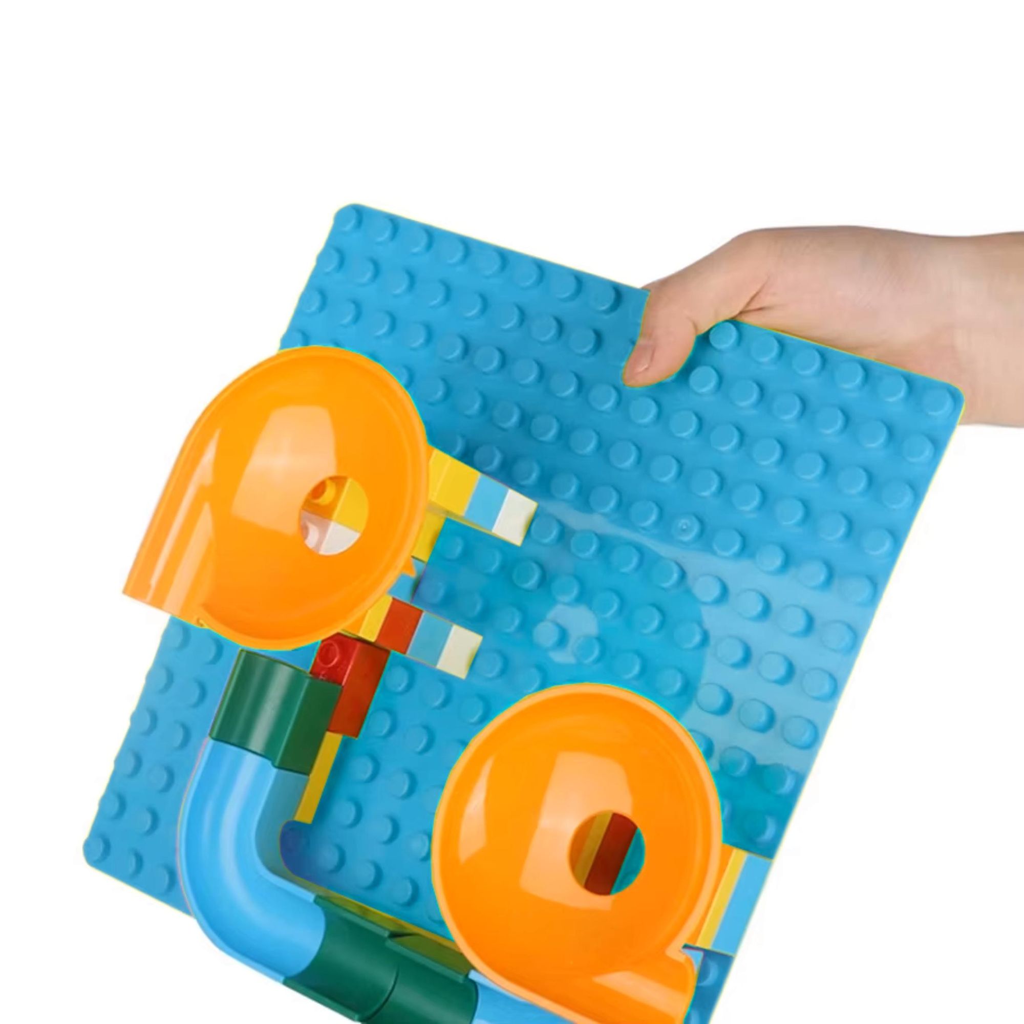Bauplatte 16x16 große Noppen, Grundplatte kompatibel mit gängigen Bausteinen, 25,5 x 25,5 cm, EVI KIDS, Blau