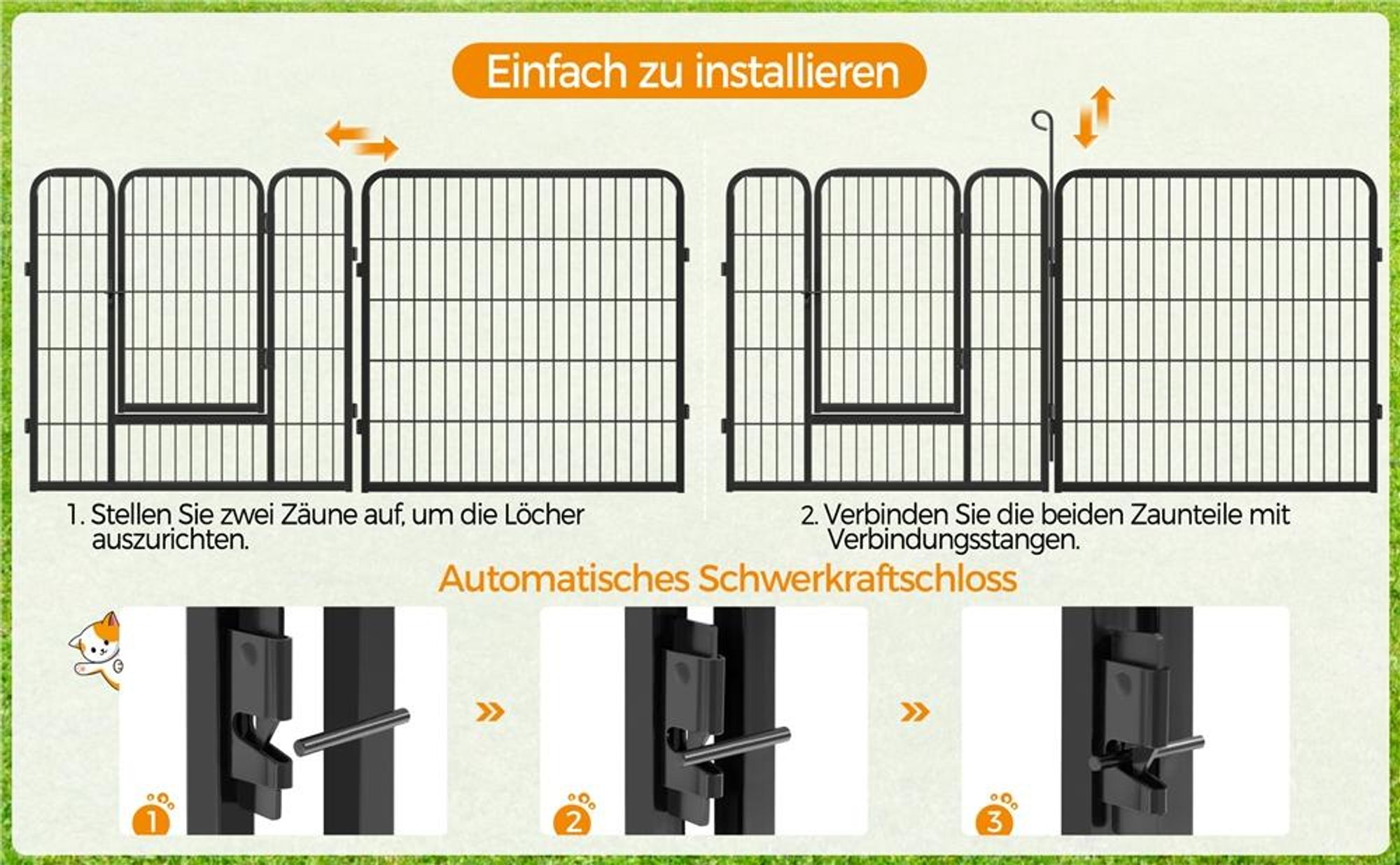 Yaheetech 8-teilig Welpenlaufstall 80 x 80 cm Welpenauslauf Laufgitter Absperrgitter