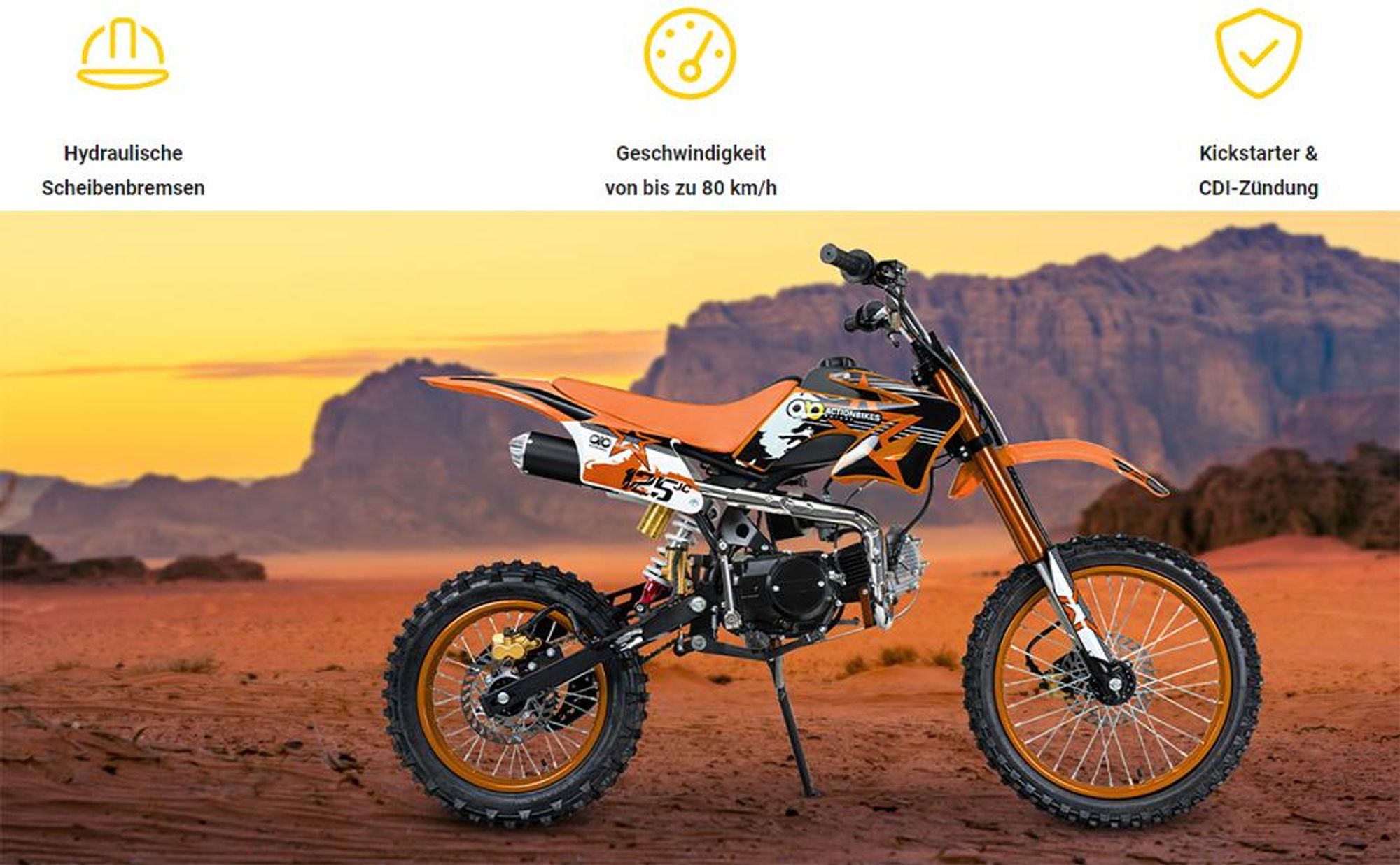 Actionbikes Motors Kinder Crossbike JC125 | Benzin Jungend Motorrad - Motorcross - Stollenreifen - Pocketbike - Dirtbike - Cross Bike (Blau)
