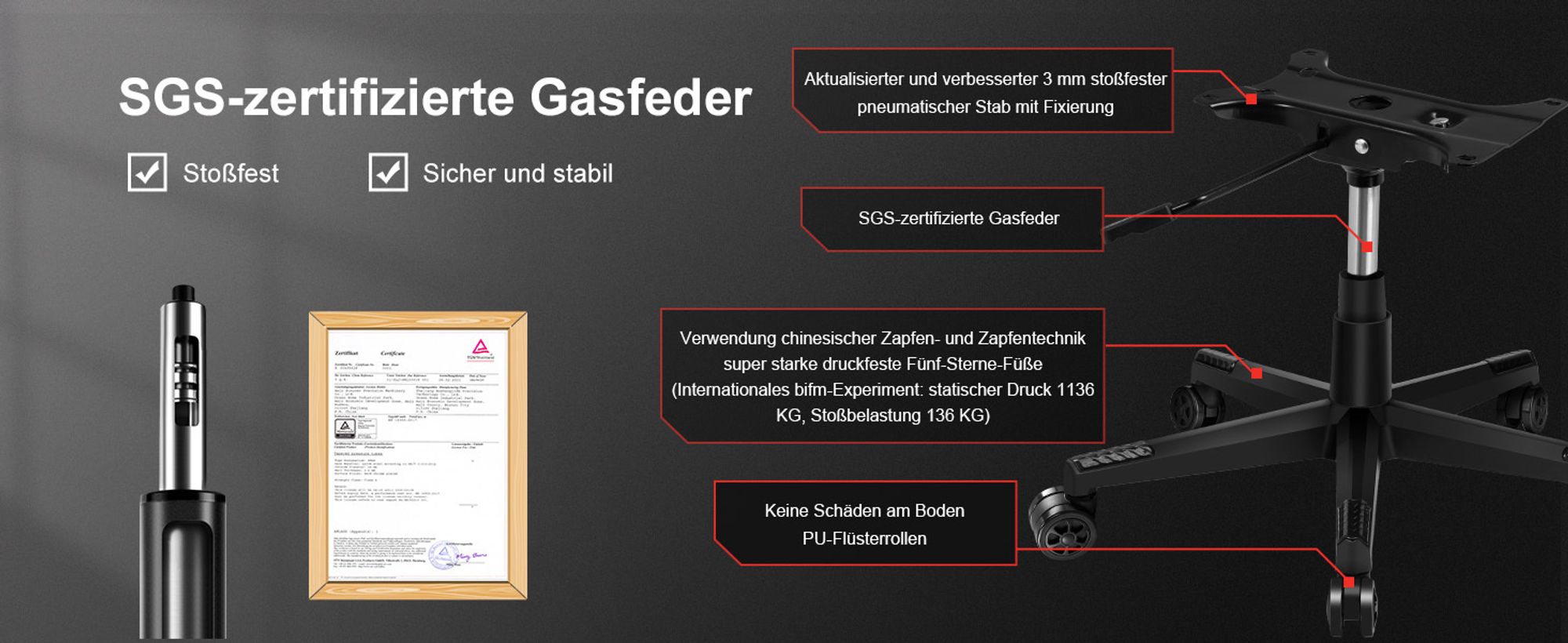 GTPLAYER Gaming Chair »Welt-limitierte Auflage 890MF Patentierter Bluetooth-Lautsprecher-Gaming-Stuhl«, Bürostuhl inkl. Lenden- und Nackenkissen, Ausziehbare Fußablage, Ergonomischer Schreibtischstuhl Rot