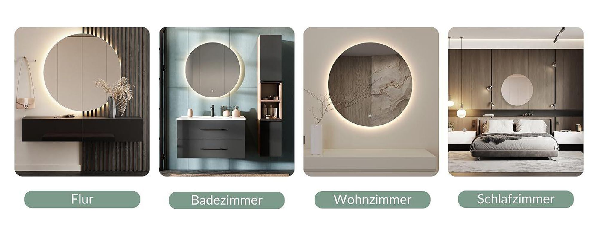Wandspiegel NOVA rund 100 cm mit LED Beleuchtung