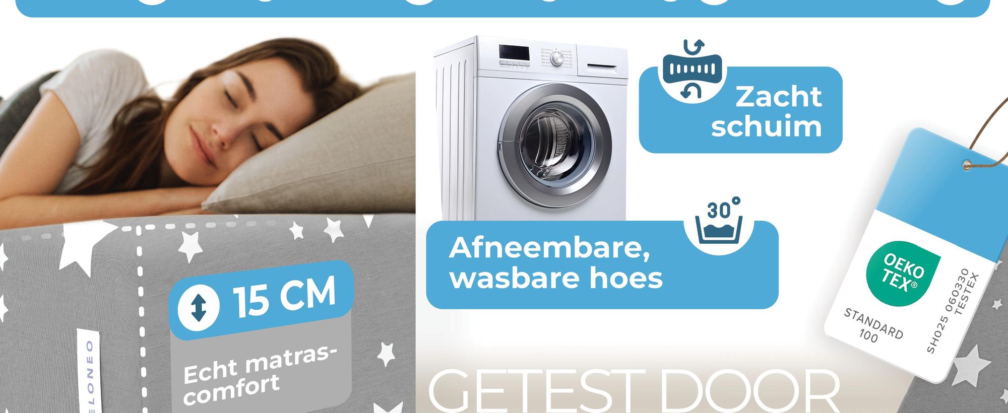 ELONEO Opklapbare matrassen, gastenmatrassen, 3-delige vouwmatras, extra dik schuim (15 cm), geschikt voor mensen met wervelkolomproblemen, opvouwbaar, inklapbare matras (sterk grijs)