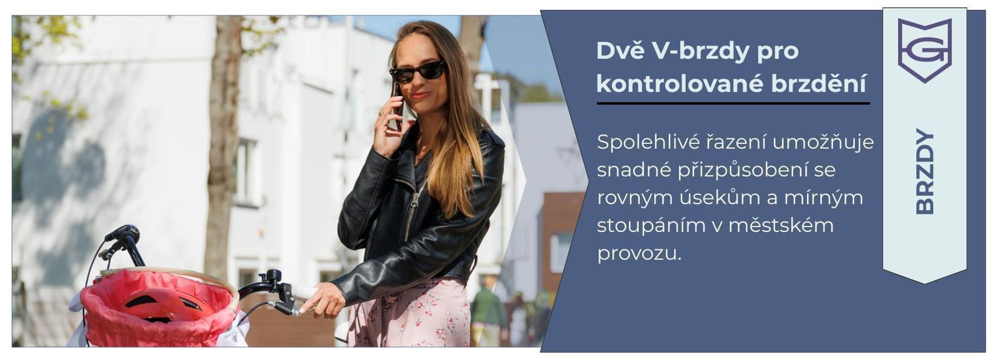 Dvě V-brzdy pro kontrolované brzdění