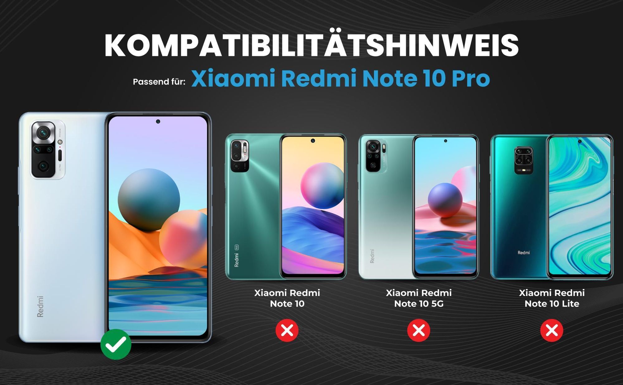 Kompatibilitätshinweise Hülle für Xiaomi Redmi Note 10 Pro