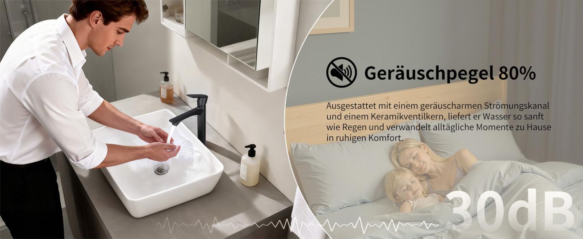 Homelody Wasserhahn Bad Schwarz,Waschtischarmatur Mischbatterie Einhebelmischer für Aufsatzwaschbecken, Ablaufventil mit Pop-up Mechanismus