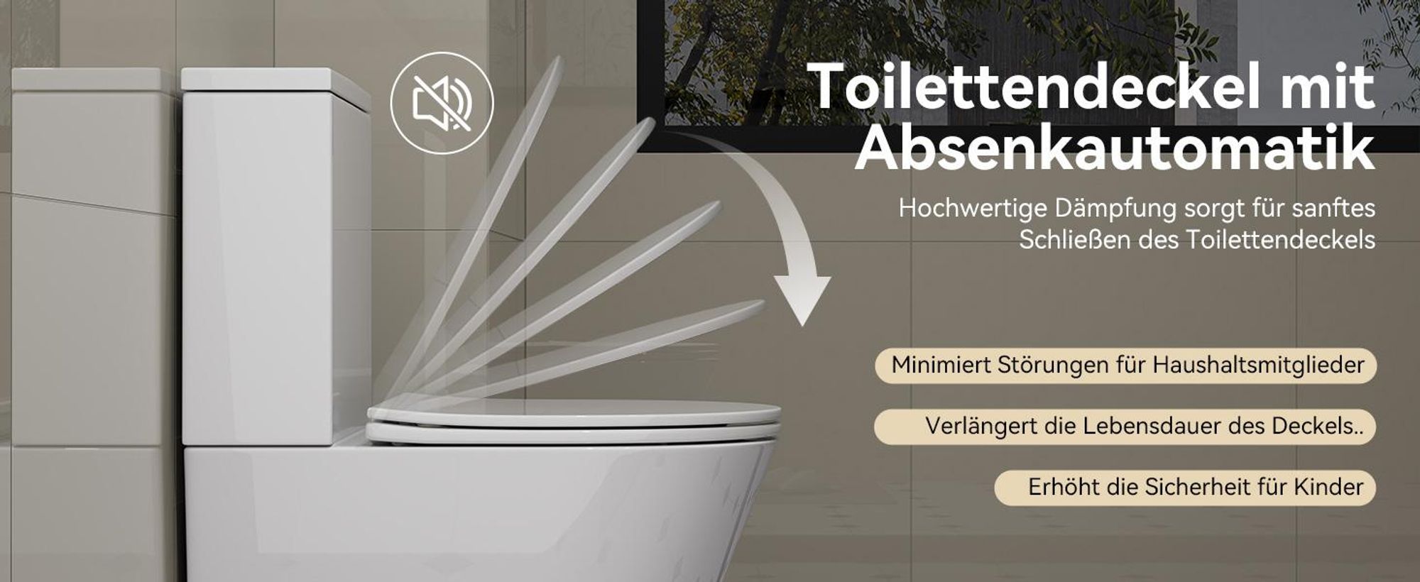 HOROW Spülrandlos Stand WC mit Spülkasten Komplettset, Keramik Stand Toilette mit Zwei-Mengen-Spülsystem, mit Toilettendeckel mit Absenkautomatik