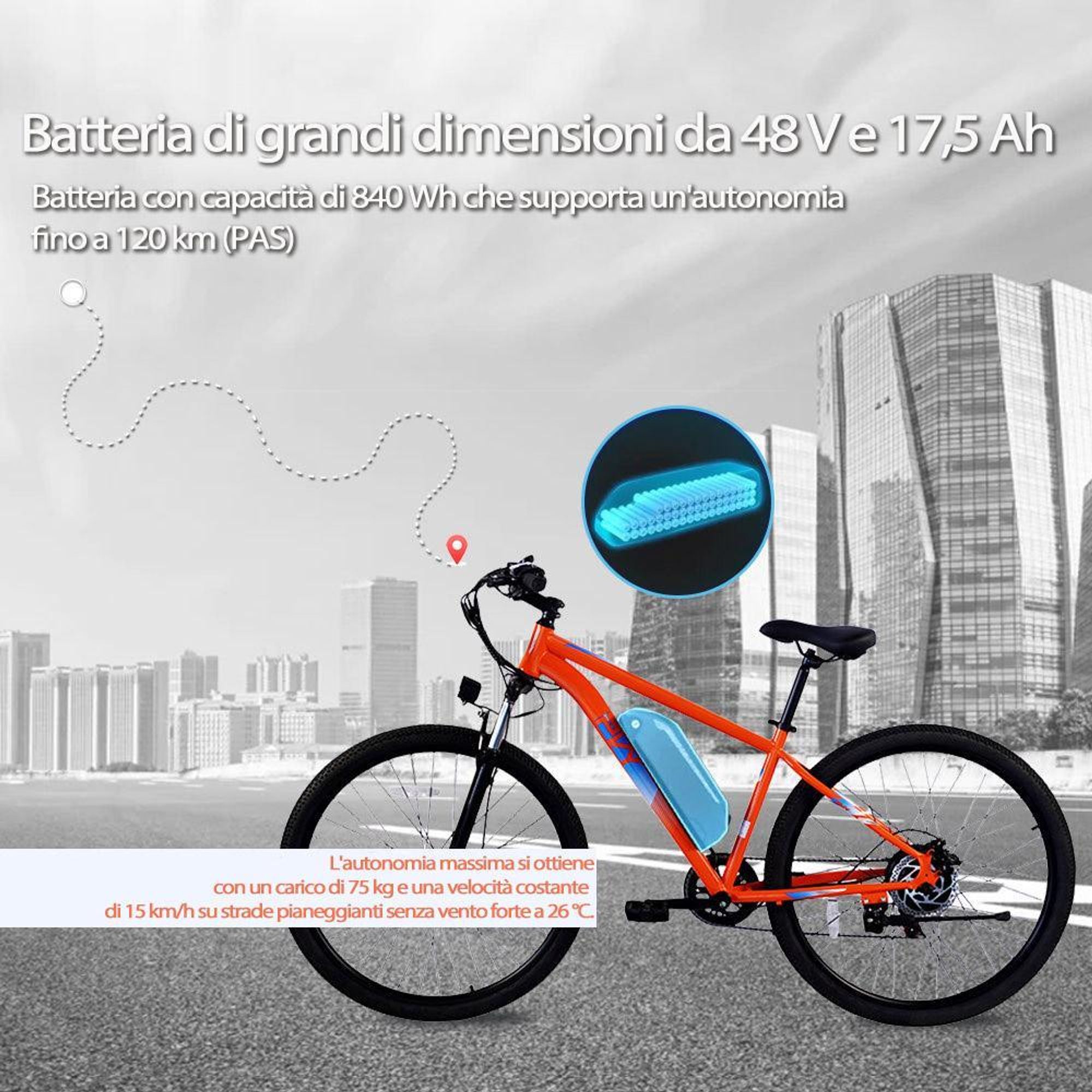 PVY M29 Bicicletta Elettrica - Motore 250W Batteria 48V17.5Ah Ruote da 29 Pollici Freno a Disco Meccanico - Grigio