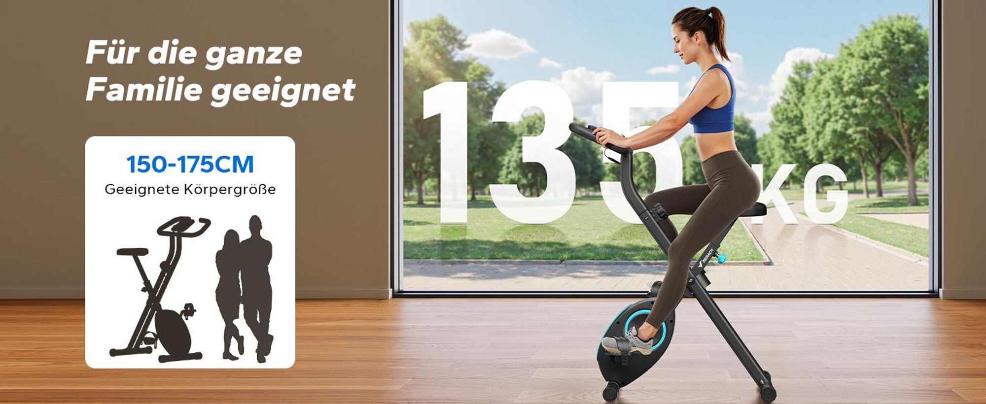 MERACH Klappbares Heimtrainer, kompakt und leise, 16 Magnetstufen, LCD-Bildschirm, Tablet-Halterung, für den Heimgebrauch