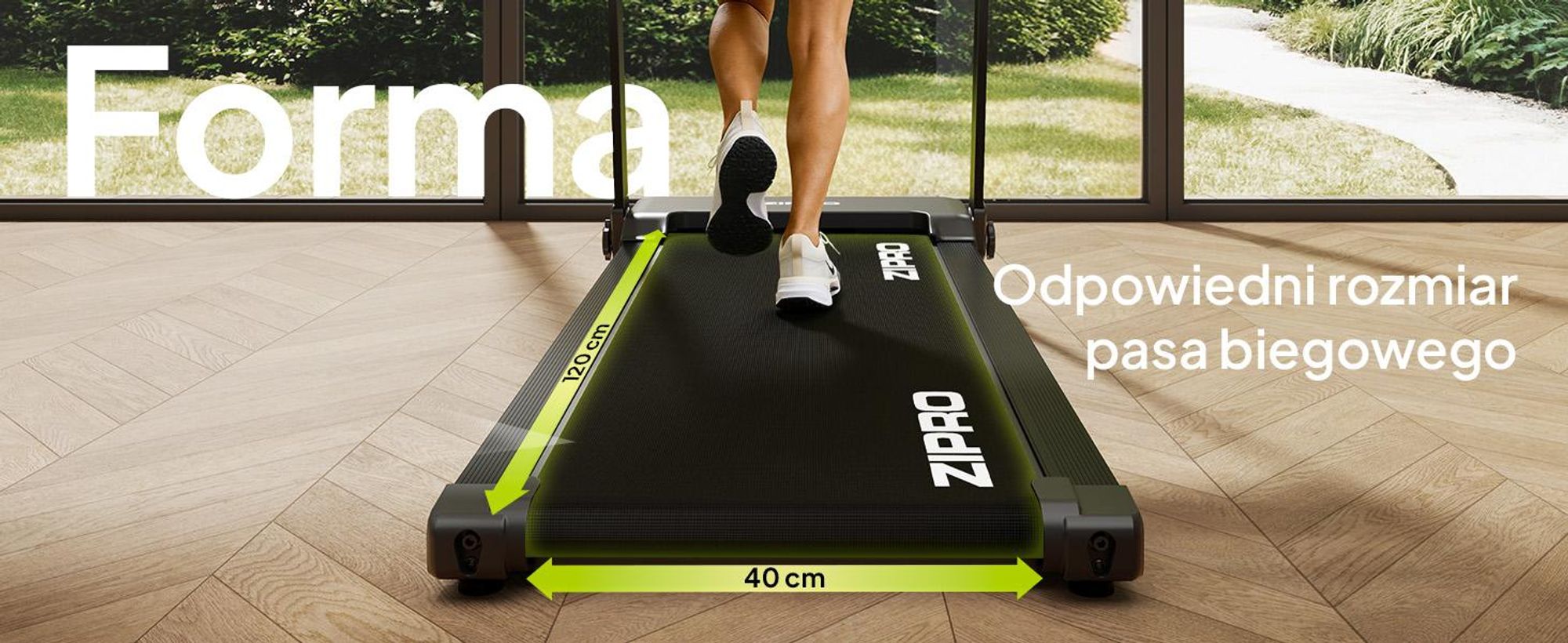 Bieżnia elektryczna ZIPRO Forma | Składana pod Łóżko do Biegania | 1-12 km/h | Pas 120x40 cm | Amortyzacja Reel Feel | Zwift Kinomap | do 120 kg