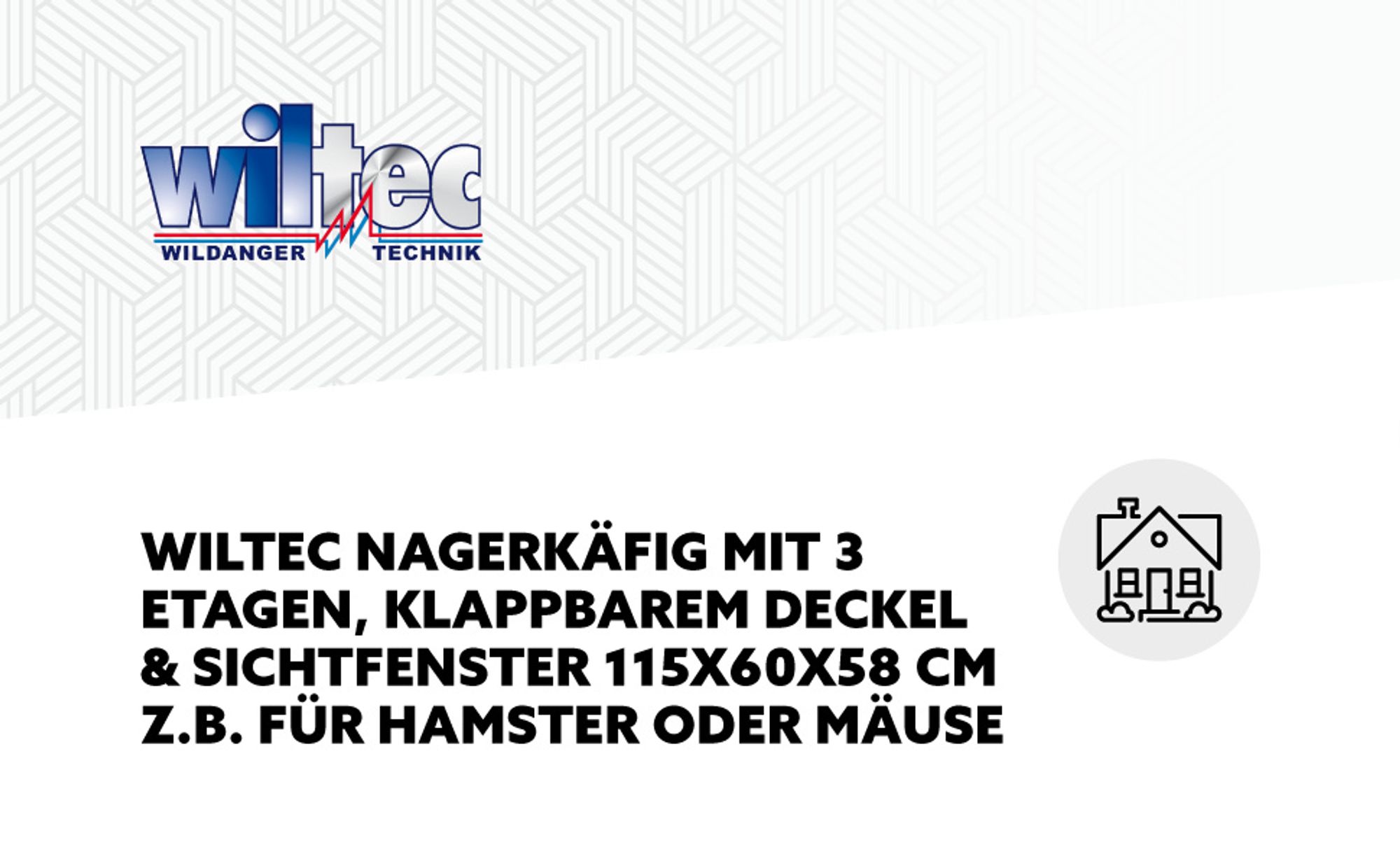 Wiltec XXL 3 Etagen Nagerkäfig, 6-eckig, 1150 x 600 x 580 mm, aus Holz, mit klappbarem Deckel & Sichtfenster, Kleintierhaus Mäusekäfig Hamsterkäfig
