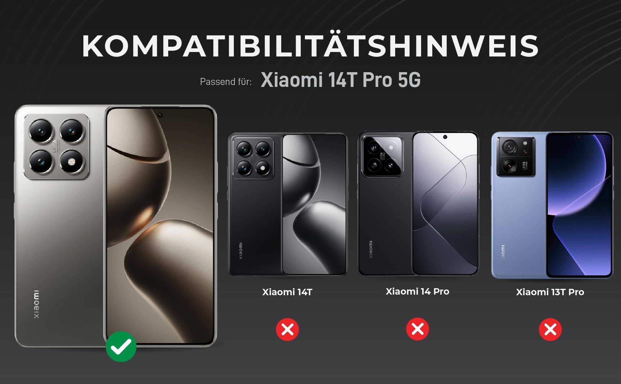 Kompatibilitätshinweise Kameraglas für Xiaomi 14T Pro 5G