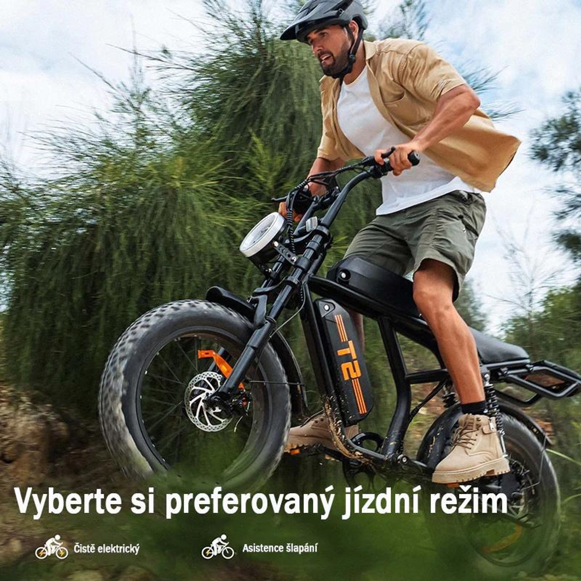 URLIFE T2 Elektrokolo - Motor 250W Baterie 48V 15.6Ah Kotoučové brzdy Asistent šlapání - Černá