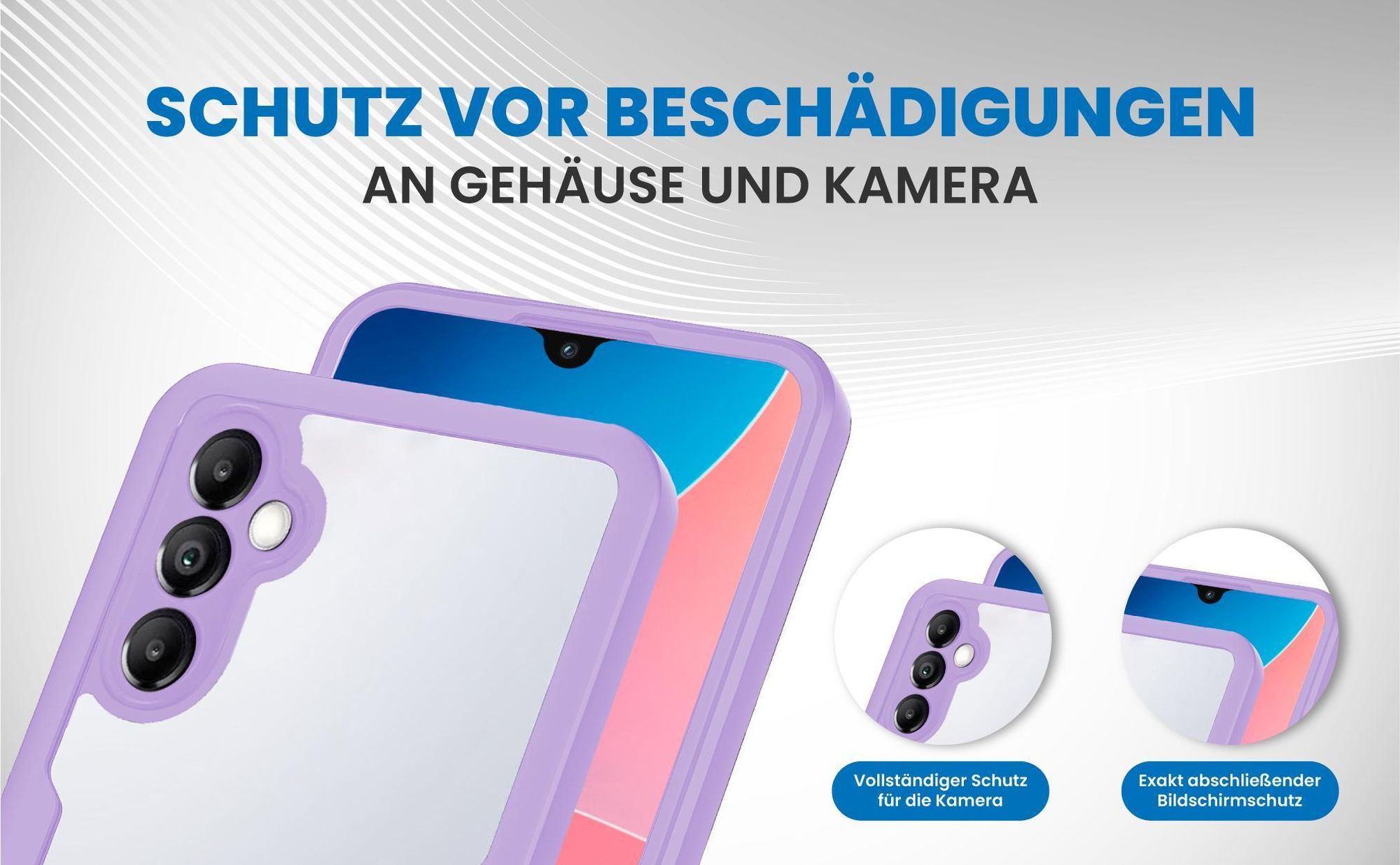 Violette 360 Grad Handyhülle für Samsung Galaxy A05s Front und Backcover