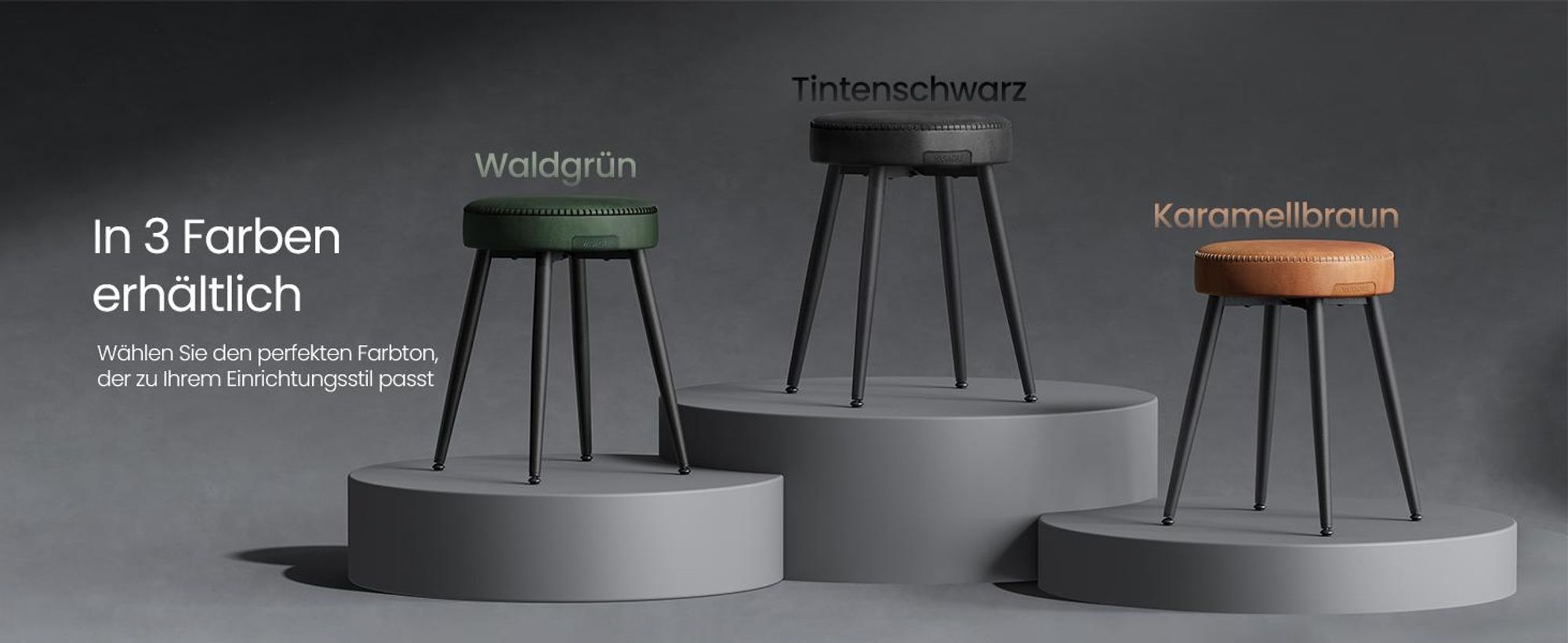 VASAGLE Esszimmerstuhl (2 St), Sitzhocker, EKHO Series, Kunstleder, 48,2 cm hoch, tintenschwarz