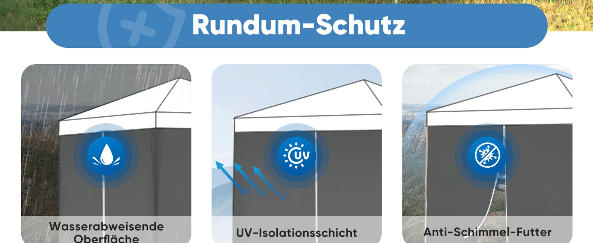 Sekey 2 Seitenteile für 3x3 /3x6m/3x9m pavillon mit Reißverschluss, Grau