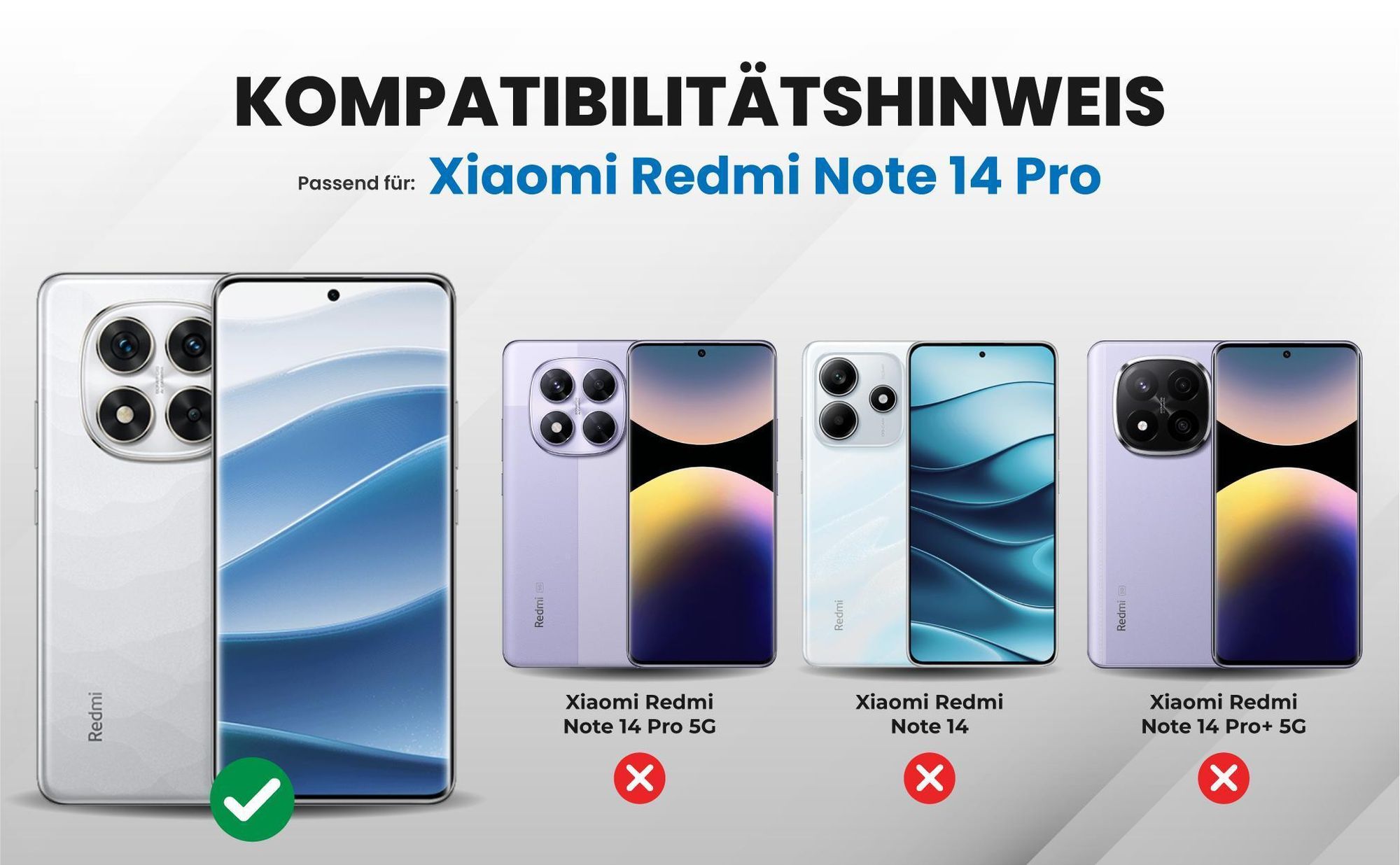 Kompatibilitätshinweise Hülle für Xiaomi Redmi Note 14 Pro
