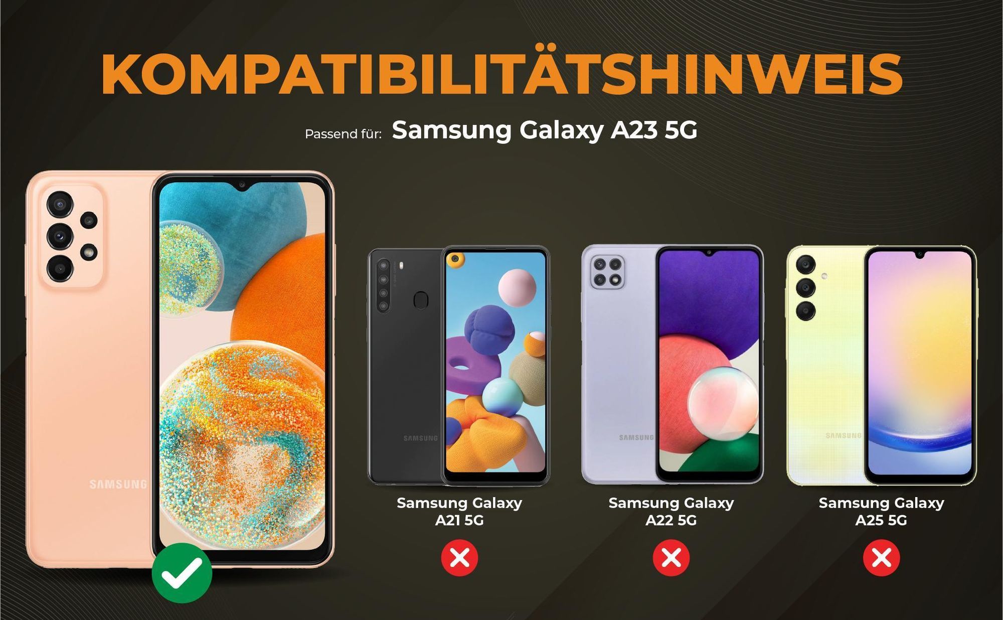 Kompatibilitätshinweise Hülle für Samsung Galaxy A23 5G