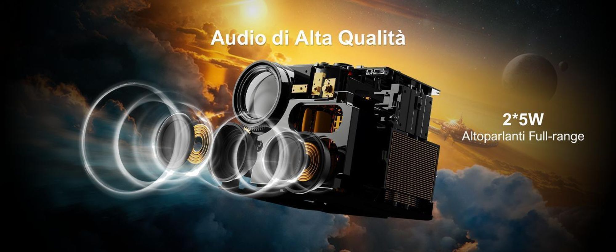 Proiettore ULTIMEA Nova C40 con decodifica 4K e Android TV 11.0 proiettore 1000:1, Dolby Audio, 600 ANSI, HDR10&HLG, con design cardanico a 90° senza supporto