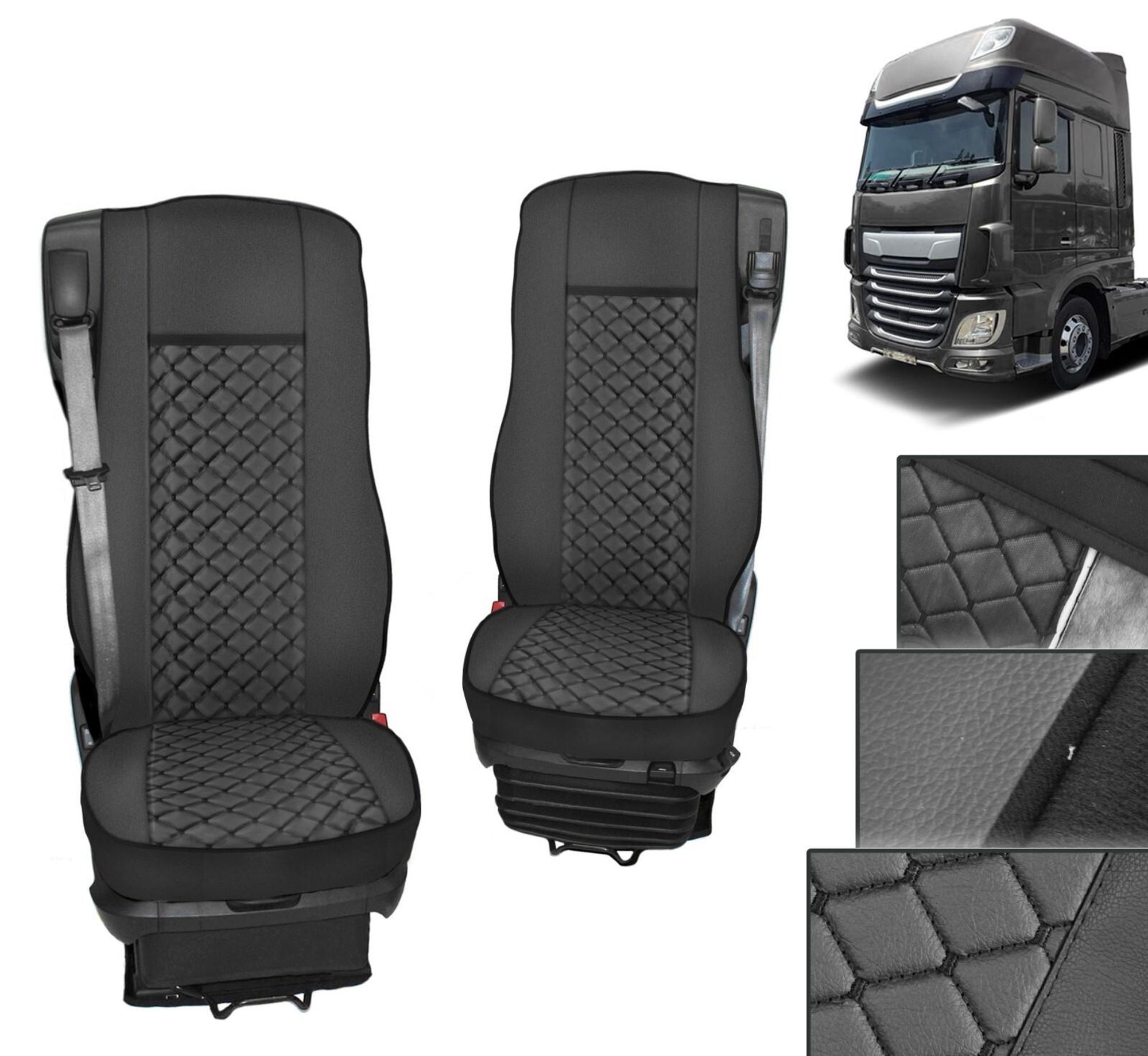 LKW SITZBEZUG SITZBEZÜGE SITZAUFLAGE ALCANTARA DAF XG XG + Schwarz