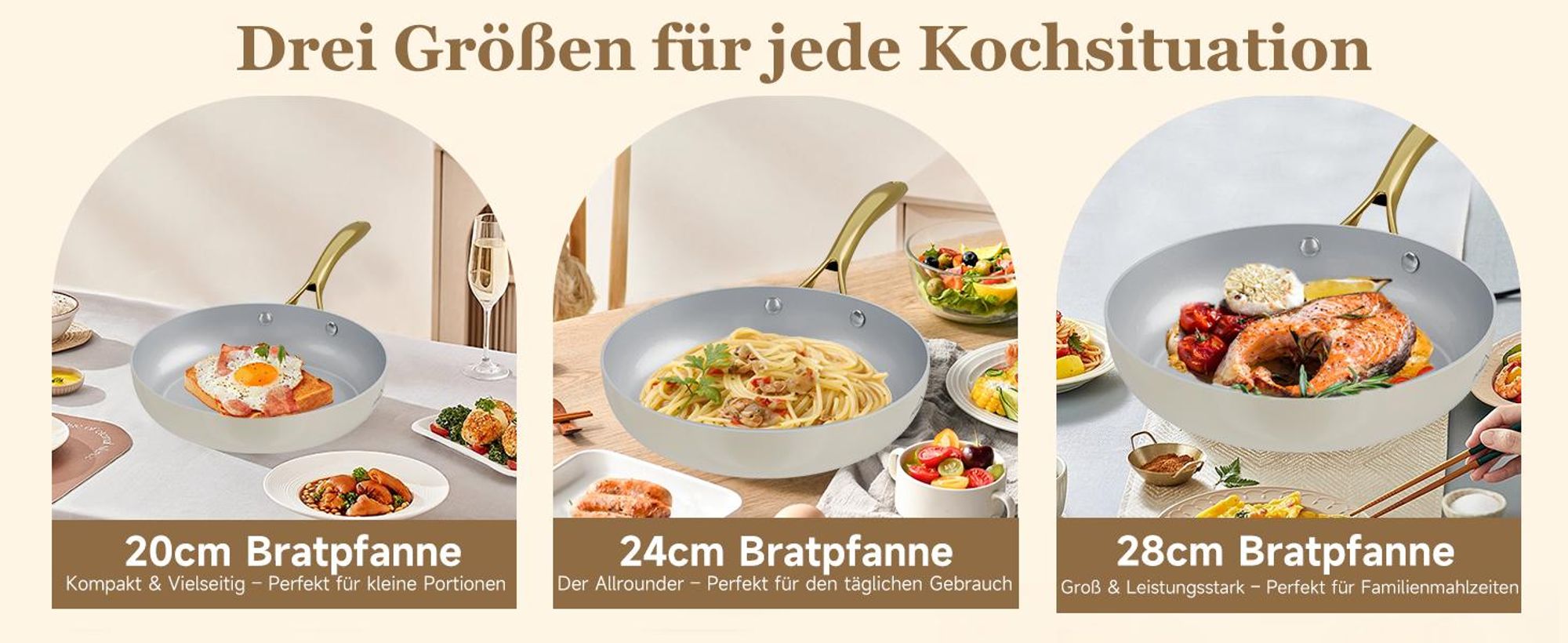 Pfanne 20cm Bratpfanne,Keramikpfanne,beschichtung Pfanne Induktion für alle Herdarten,Kratzfest,Hitzebeständig bis zu 280°C