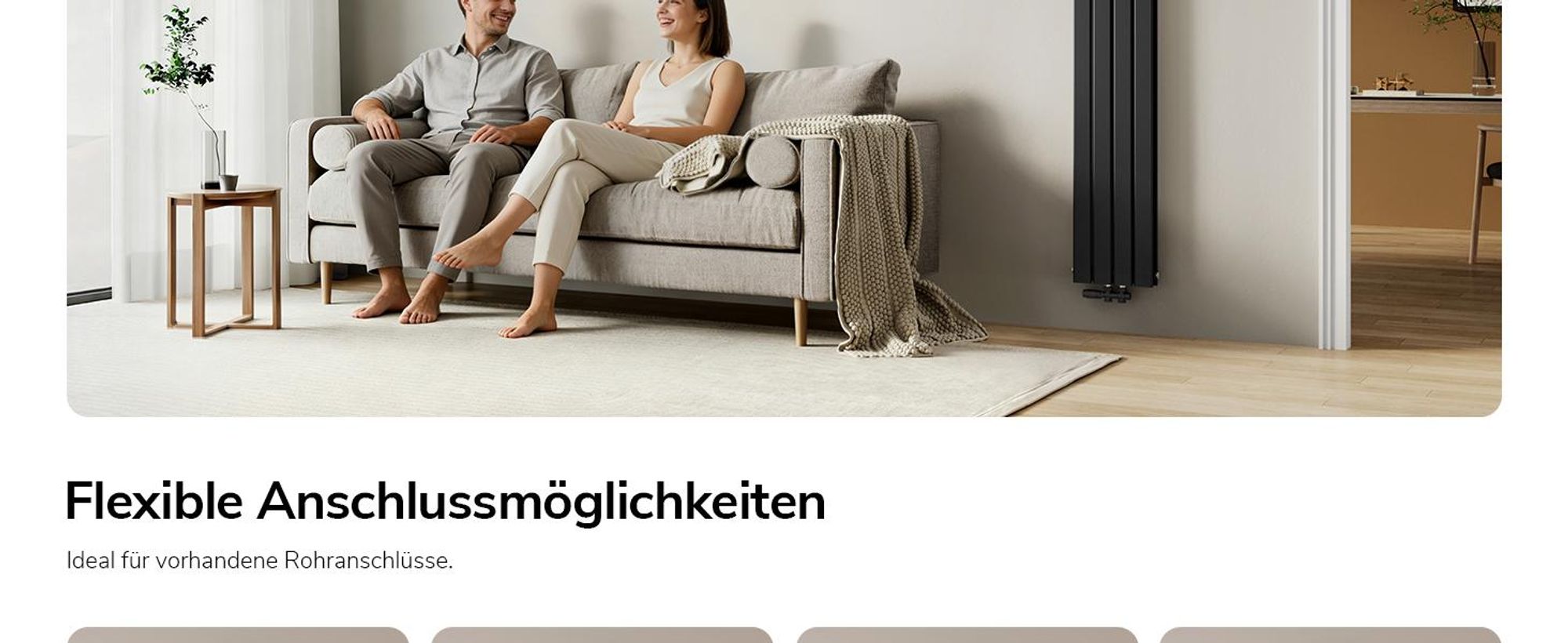EMKE Heizkörper Flach 180 x 30,4 cm Einlagig 559 W Schwarz Design Paneelheizkörper
