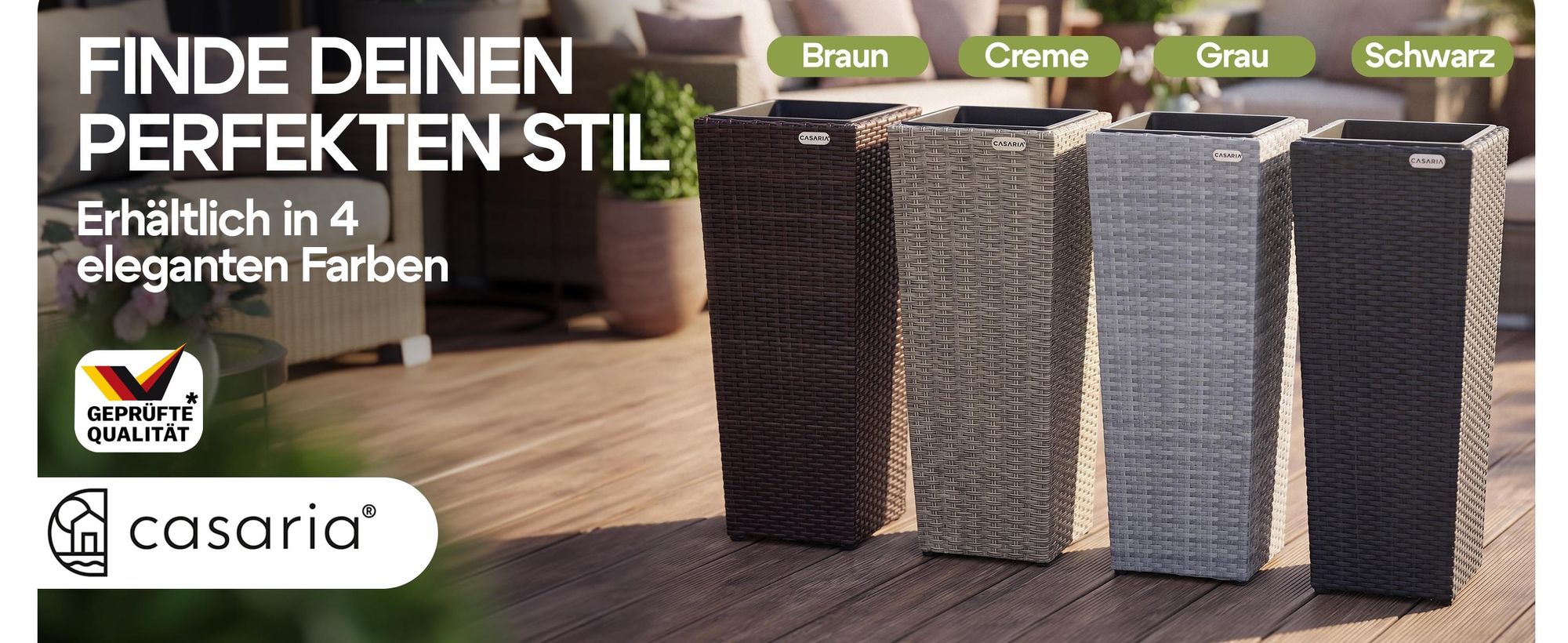 CASARIA® Blumentopf 3er Set Polyrattangeflecht Übertopf Wasserabfluss Rattanoptik Outdoor Pflanzkübel Blumenkasten Braun