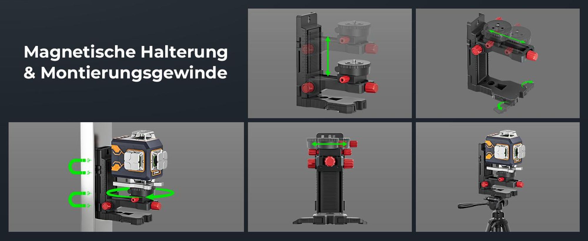 CIGMAN CMS02 Křížový Laser 4×360° Zelený s App, LCD a 2 Akumulátory