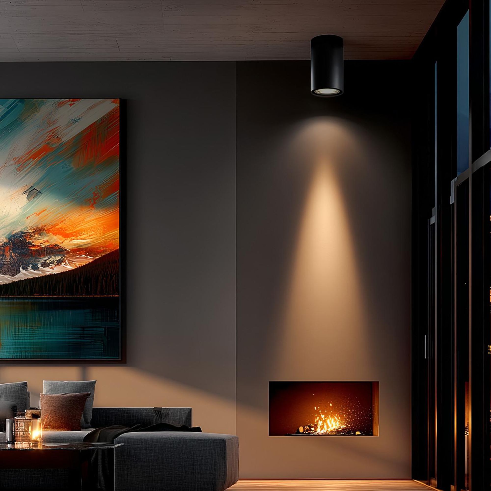 Deckenaufbauleuchte mit GU10 Fassung für LED & Halogen Leuchtmittel bis 40W Aufputz Schwenkbar Aluminium Schwarz, 1 Stück Rund
