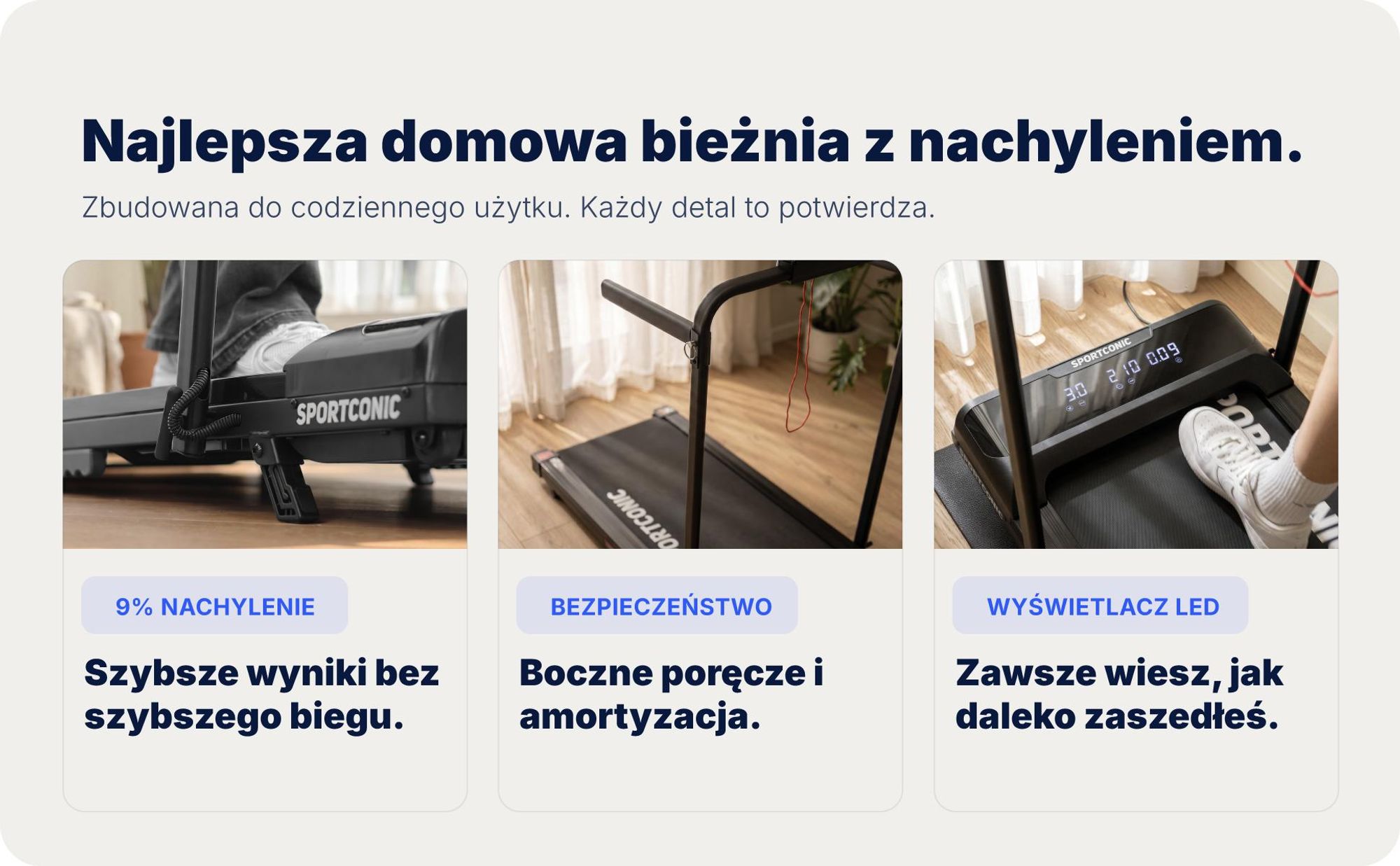 Sportconic Elektryczna Bieżnia 12 km/h, Składany Walking Pad Dom Biuro, Nachylenie 9%, Wyświetlacz LED, Uchwyt na Tablet
