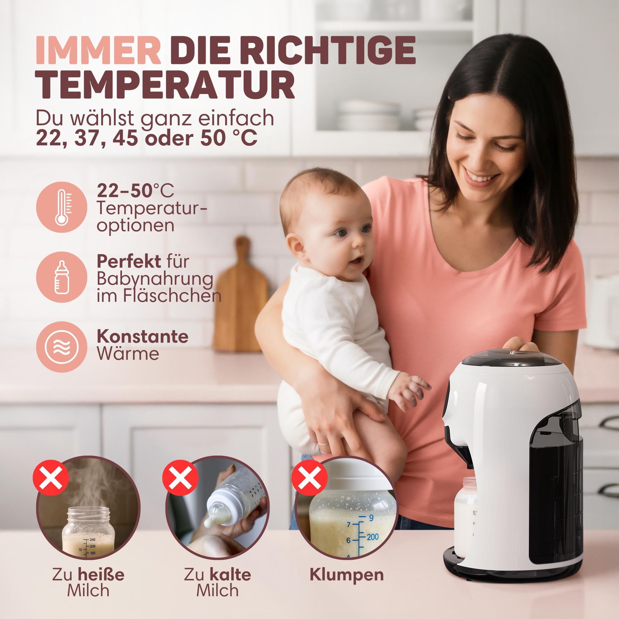 Babykostwärmer Pro - Automatischer Flaschenzubereiter - Baby Milch Maschine - Fläschchen fertig in Sekunden - mit 4 Temperatureinstellungen