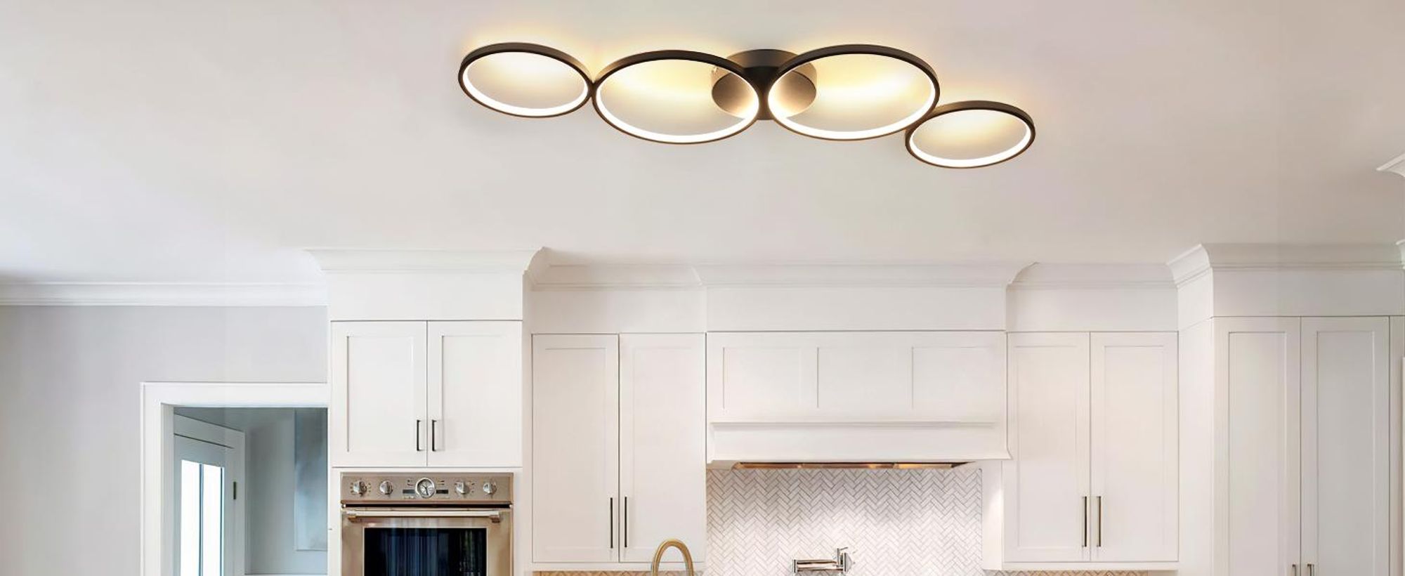 ZMH LED Deckenlampe Dimmbar Modern Wohnzimmerlampe 4 Flammig Ringoptik 55W Schwarz Innen Deckenleuchte 88cm für Schlafzimmer Wohnzimmer