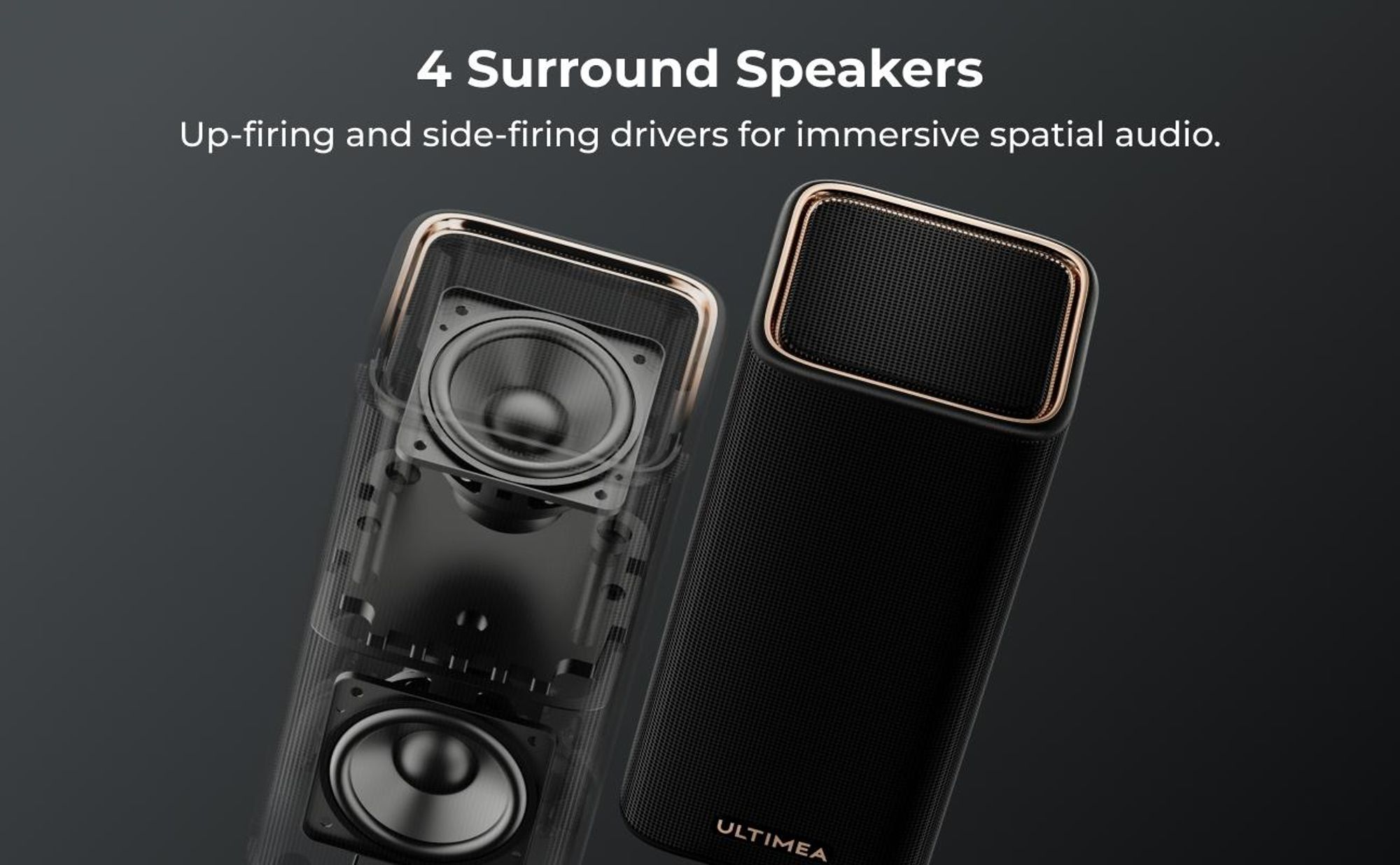 ULTIMEA Skywave X100 Dual 9.2.6, soundbar s technológiami Dolby Atmos & DTS:X, optimalizovaná spoločnosťou THX, s 2 subwoofermi o veľkosti 10 palcov, výkonom 2000 W, podporou 8K a bezdrôtovým pripojením
