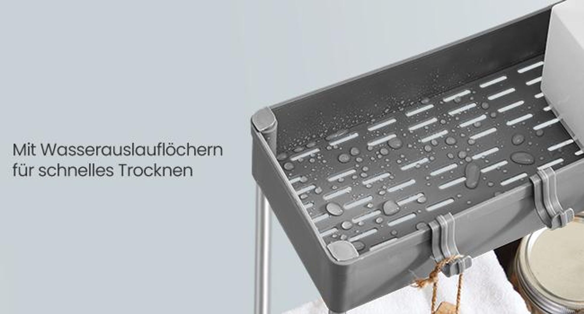 SONGMICS Rollwagen, Küchenwagen mit 4 Ebenen, Küchenregal, taubengrau