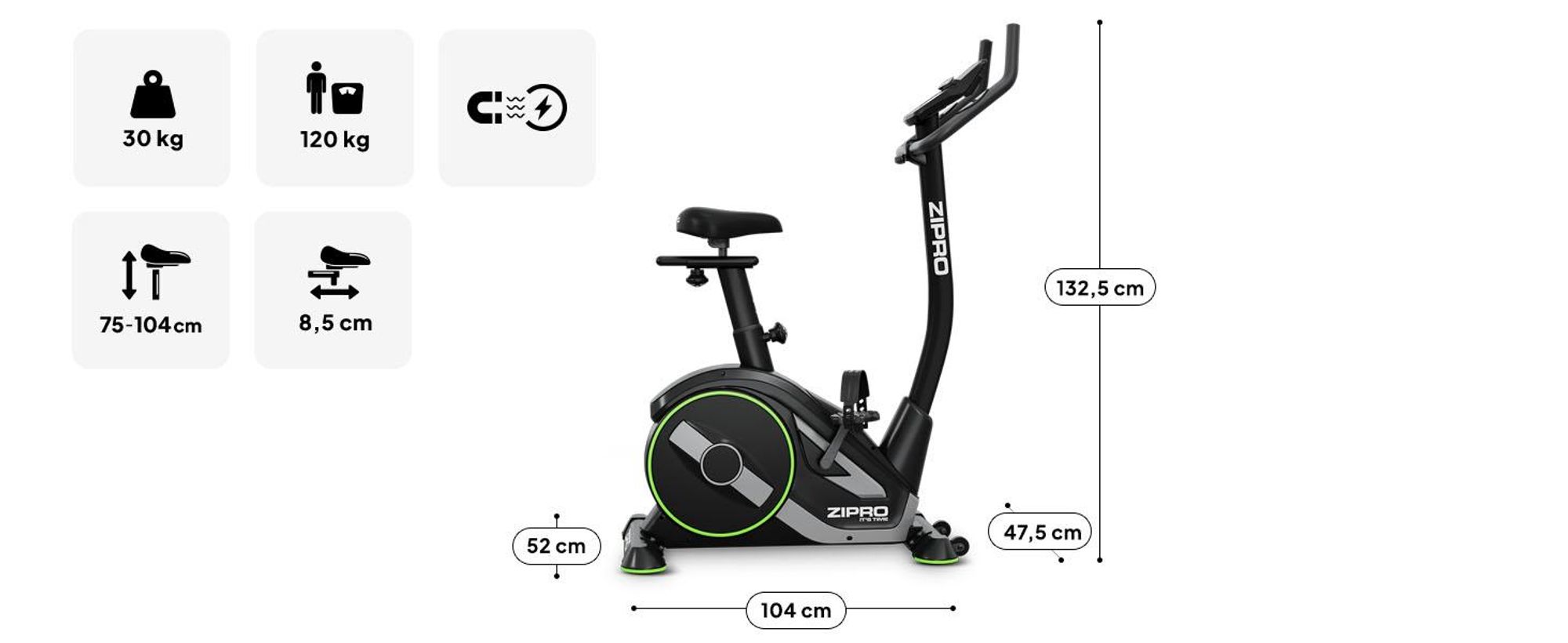 Zipro Ergometer Fahrrad Rave – Elektromagnetischer Heimtrainer mit App-Anbindung 32 Widerstandsstufen & Watt-Programm Verstellbarer Lenker & Sattel