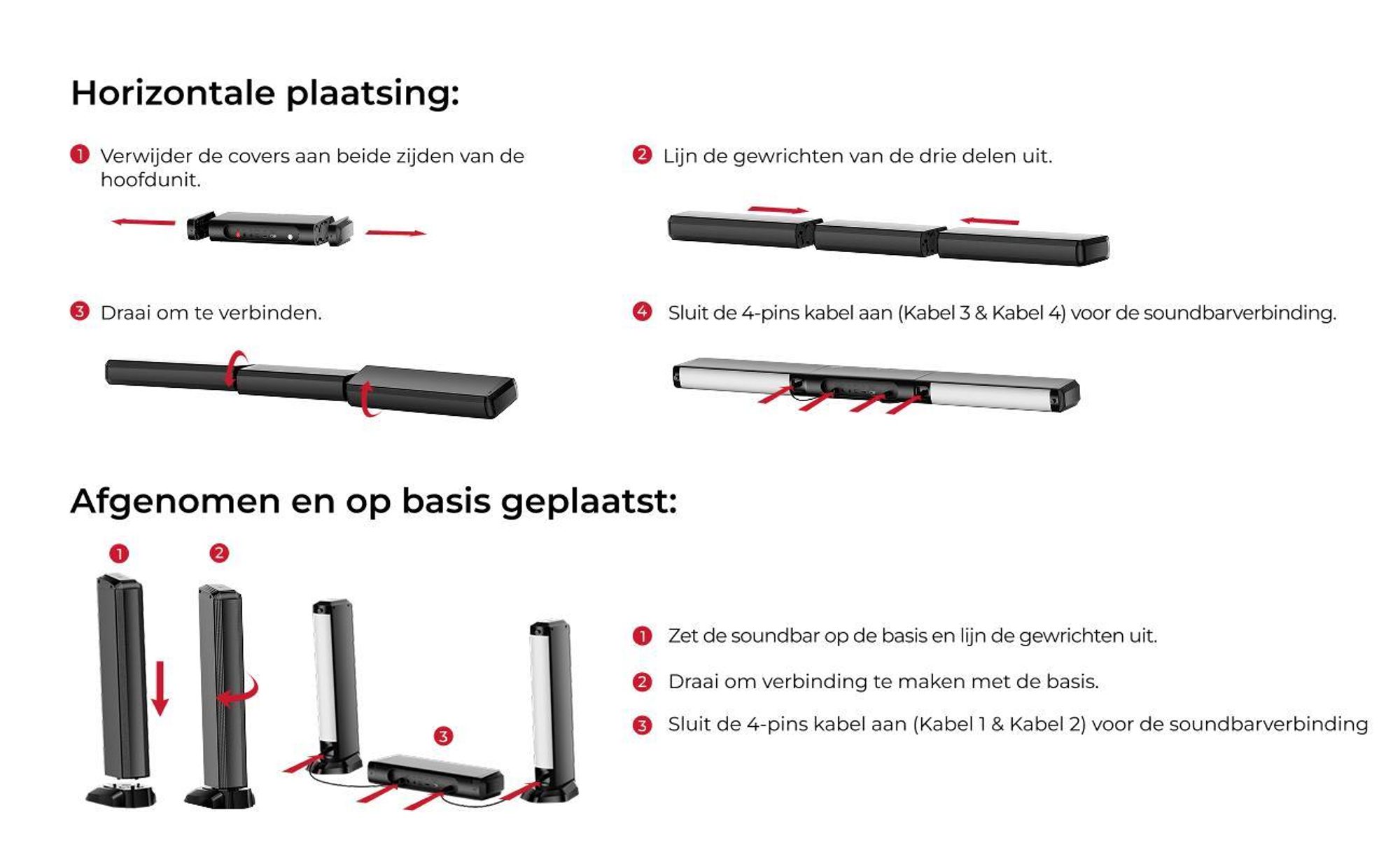 ULTIMEA 7.1kanálový odnímatelný soundbar s RGB osvětlením, virtuální prostorový zvukový systém se subwooferem, 2 prostorové reproduktory, 410 W