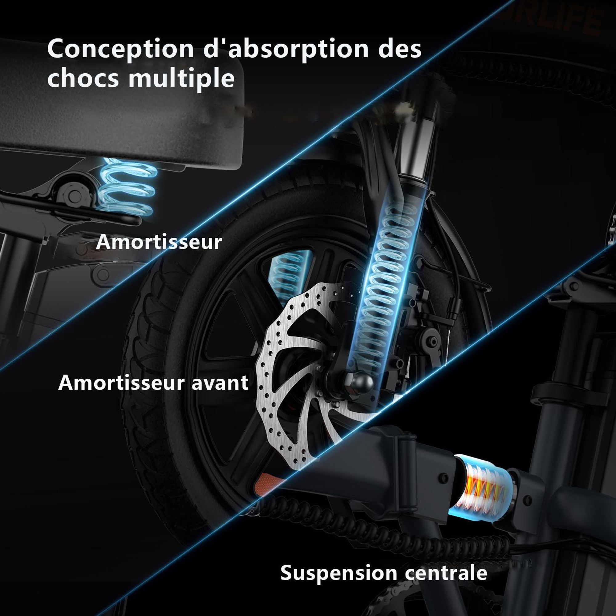 Vélo électrique URLIFE F1L - Moteur 250W Batterie 48V 7.5Ah Pneus De 14 Pouces  Freins à Disque - Noir