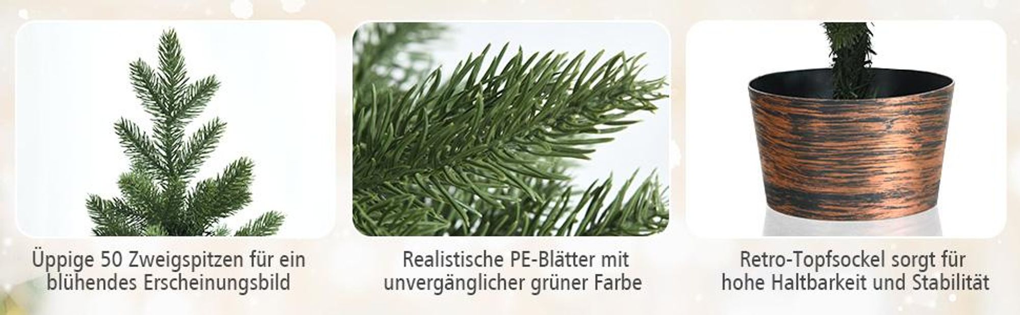 COSTWAY 60cm Kleiner Weihnachtsbaum, Mini Weihnachtsbaum mit 50 Zweigen und Sockel, künstlicher Tisch Weihnachtsbaum Ø40cm für Haus Büro