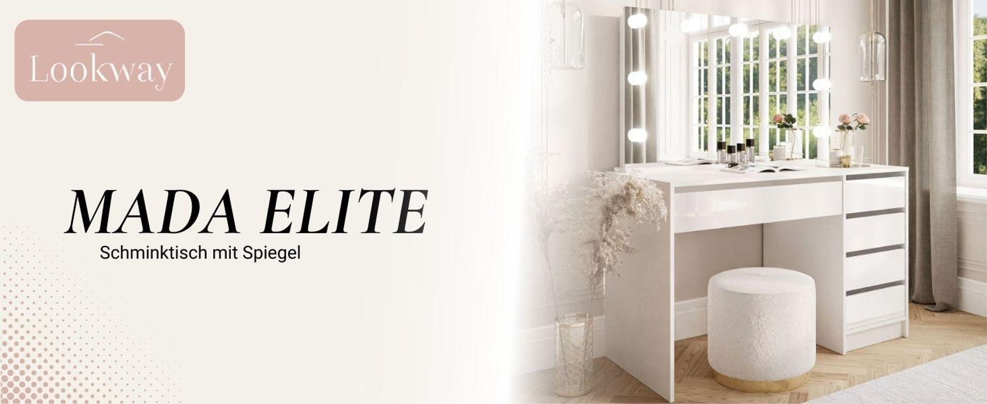 Toaletka Mada Elite – eleganter Schminktisch fürs Schlafzimmer mit modernem Design & Funktionalität.