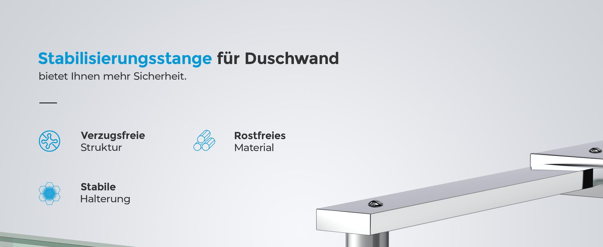 Heilmetz Stabilisator Haltestange Duschwände Stabilisierungsstange Edelstahl Teleskopstange 70-120cm für 8-10mm Walk in Duschwände Dusche Duschwand