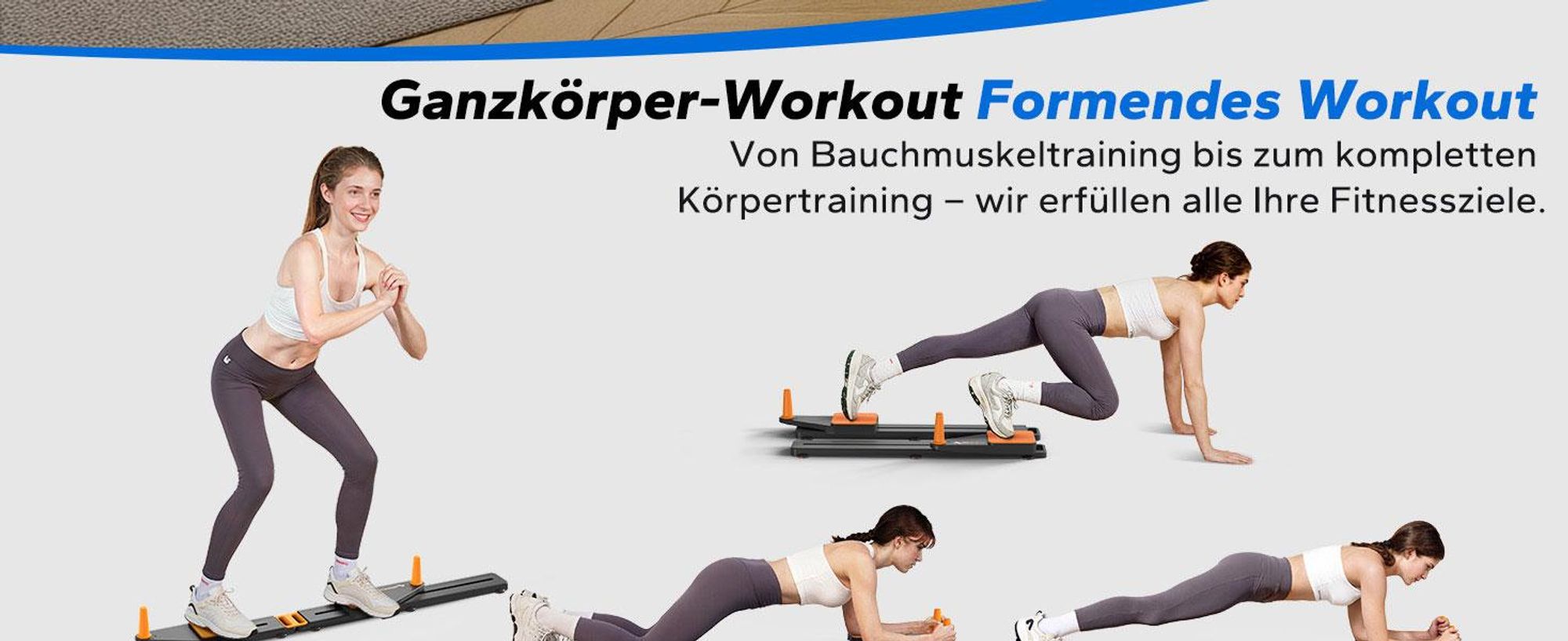 Multitrainer – 4-in-1 Pilates-Board, Push-Up-Bauchmuskel-Roller, Platzsparend, Bauchmuskelübungsgerät für Ganzkörpertraining