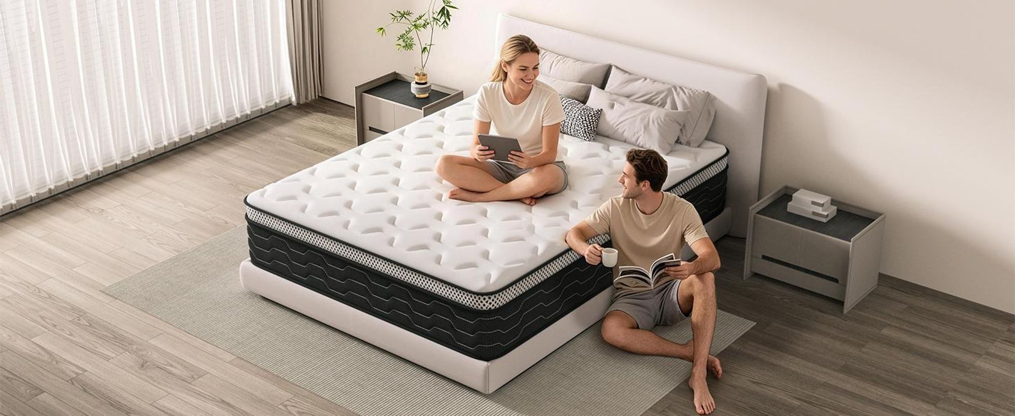 DEWINNER Einzelmatratze, 90x200 cm, 27 cm Höhe, Feder- und Schaumstoffmatratze, perfekte Unterstützung, mittlere Härte, milbenfest, allergiefest