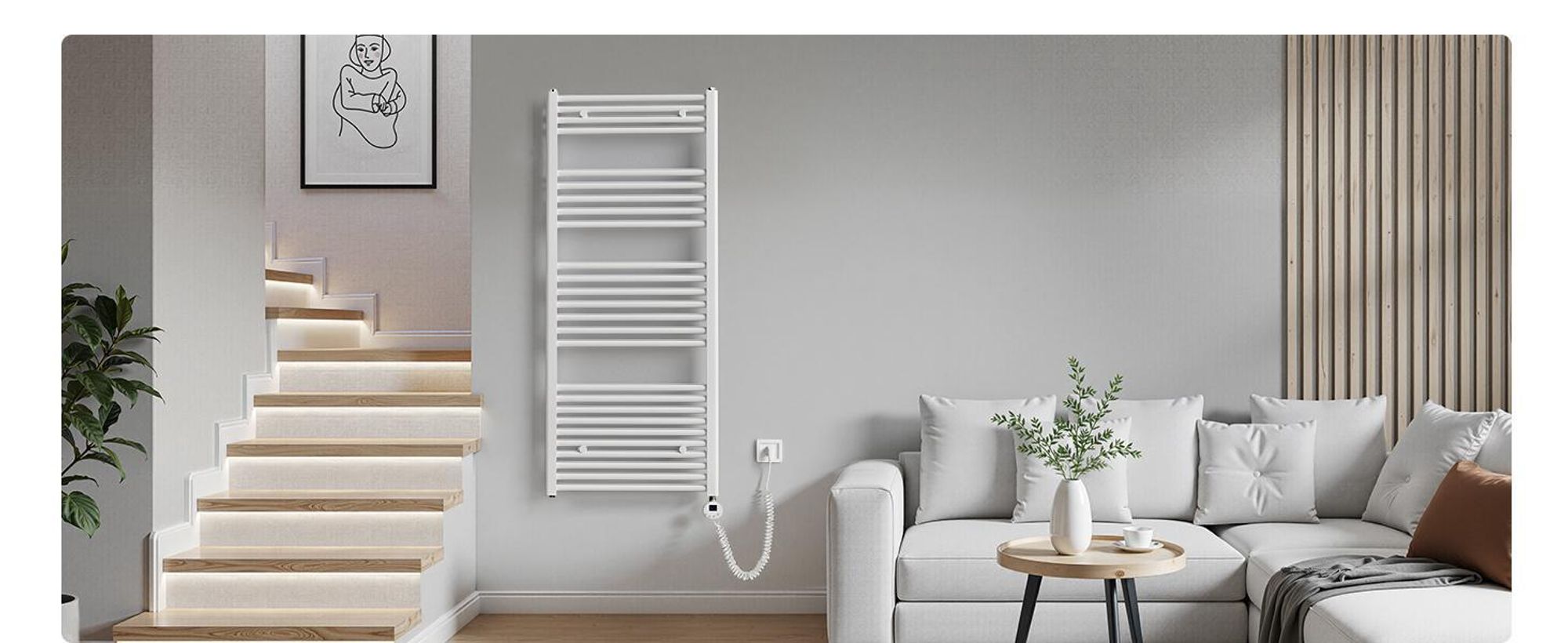 Heilmetz Heizkörper Elektrisch 140 x 60 cm Weiß Gerade Rundrohre Badheizkörper Elektrisches Handtuchtrockner Ohne heizstab